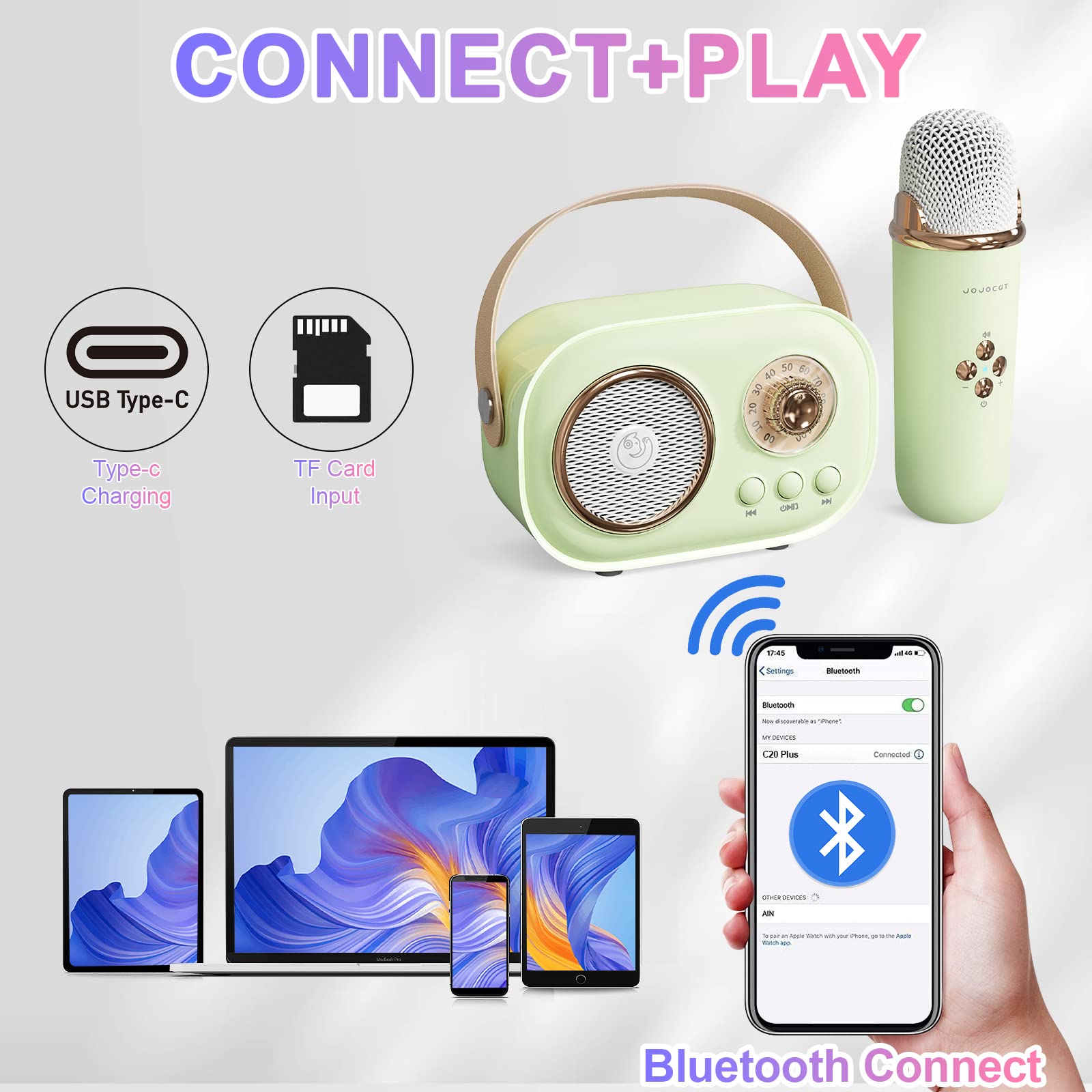 Mini Karaoke Machine,Karaoke Machine For Kids And Adults,Cute Karaoke With Microphone Set ,Portable Bluetooth Speaker With Micro