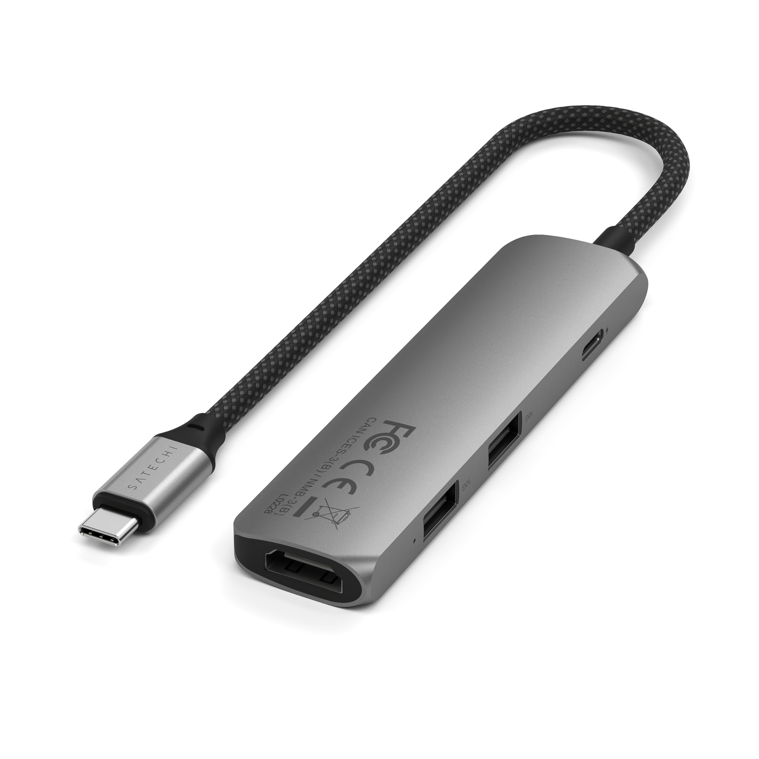 Satechi 4 in 1 USB C Hub Multiport Adapter with HDMI 4K@60Hz, 100W PD Charging, 2X USB-A Data Ports for MacBook Air/Pro M5/M4, i