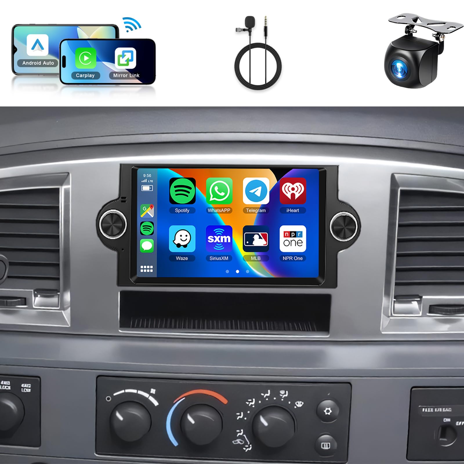 ?8Core 4+64G?For Dodge Ram 1500/2500/3500 (06-08),Dodge Durango (05-2008),Chrysler 300 Touring/300C/300M (05-07),Jeep Grand Cher