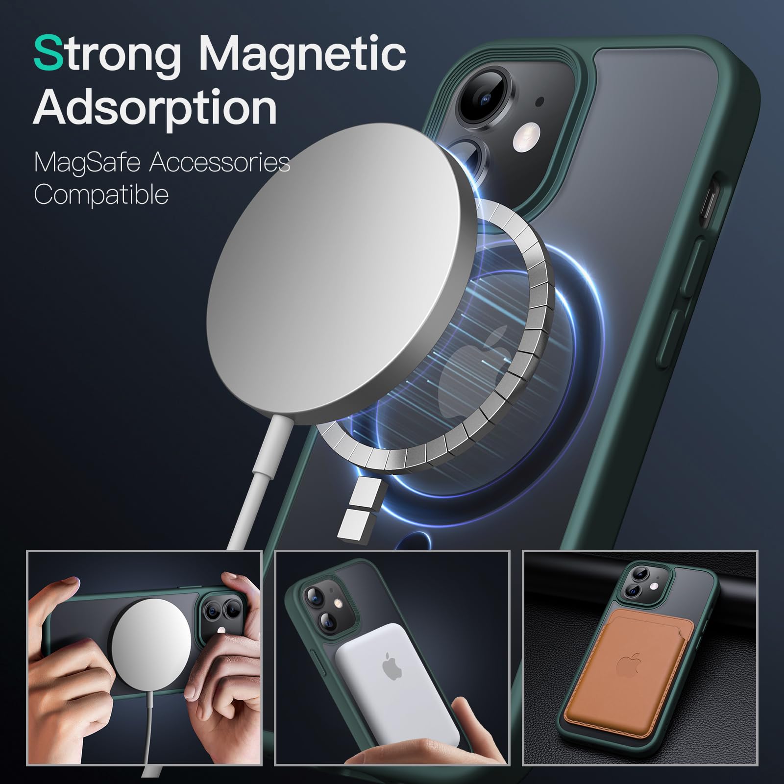 Jetech Magnetic Case For Iphone 12 Mini 5.4 Inch Compatible With Magsafe, Translucent Matte Back Slim Shockproof Phone Cover (Da