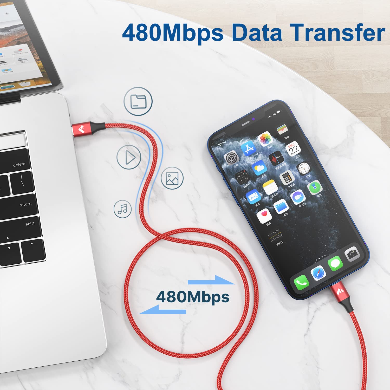 Aiminu Usb C To Lightning Cable 6Ft 2Pack, Fast Iphone Charger Mfi Certified Power Usb C Iphone Cable Braided Type C Iphone Char