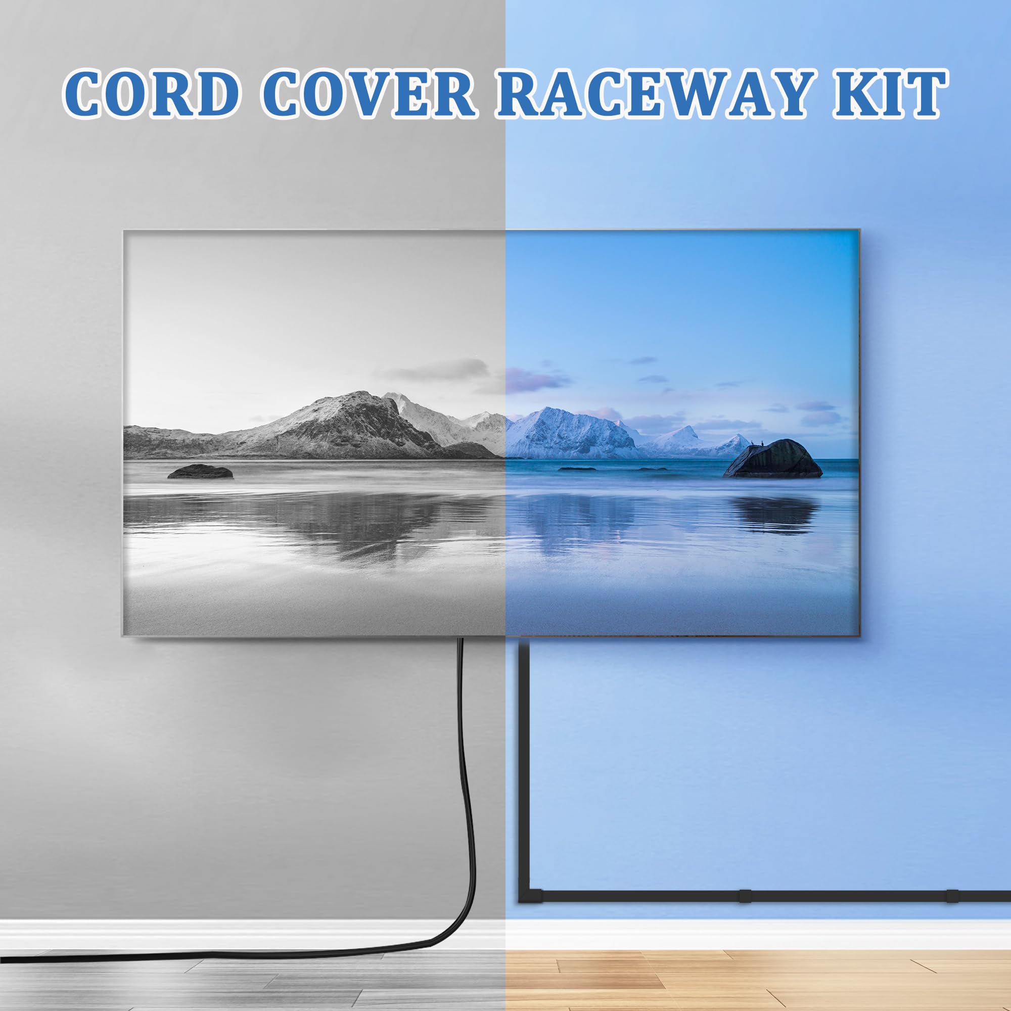 Small Cable Concealer   One Cord Channel Cable Management System   Compact Cord Cover For Home And Office, 8 Pack 125 Inch, Blac