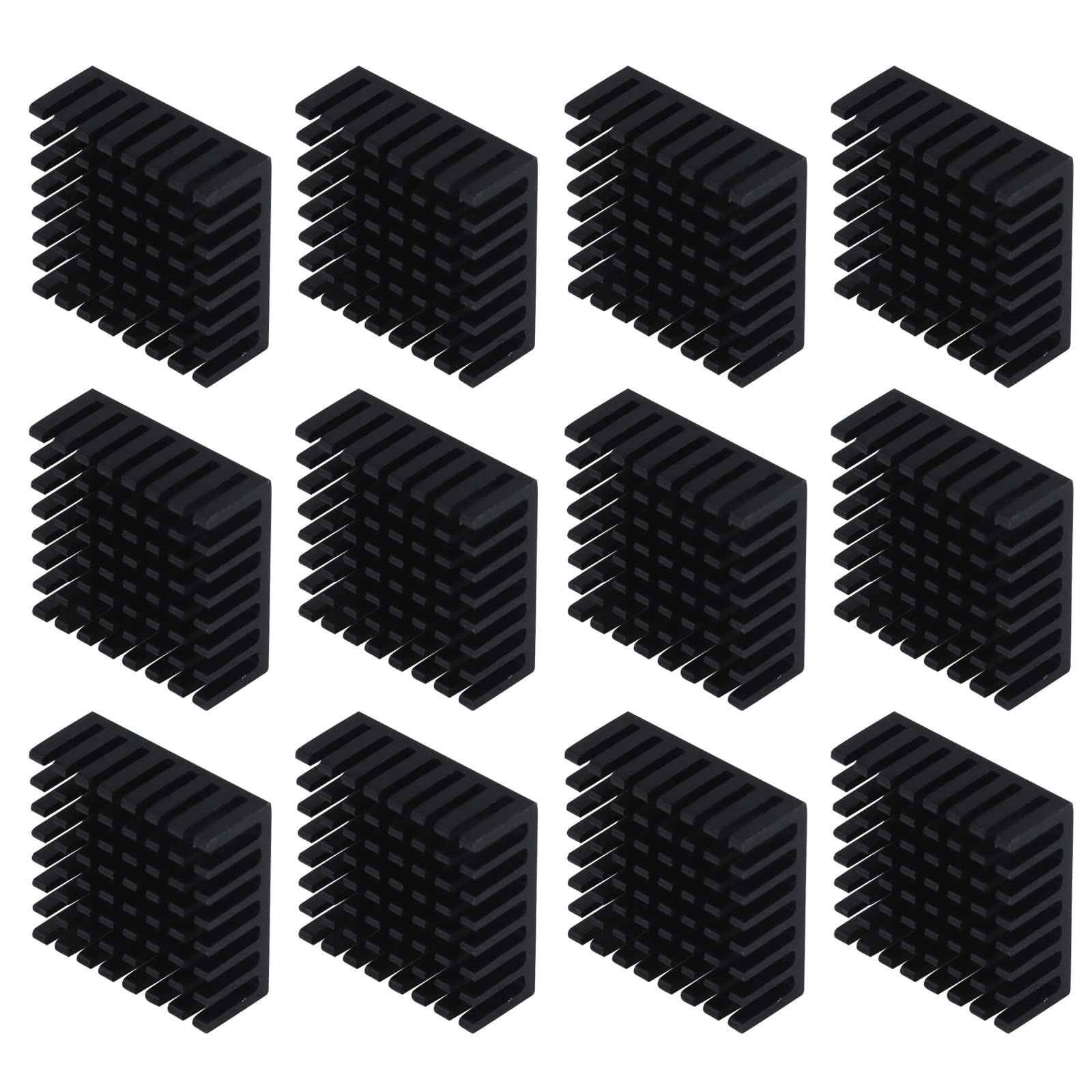 Antrader 12Pcs Black Aluminum Cooler Radiator Heat Sink Heatsink 25 X 25 X 10Mm