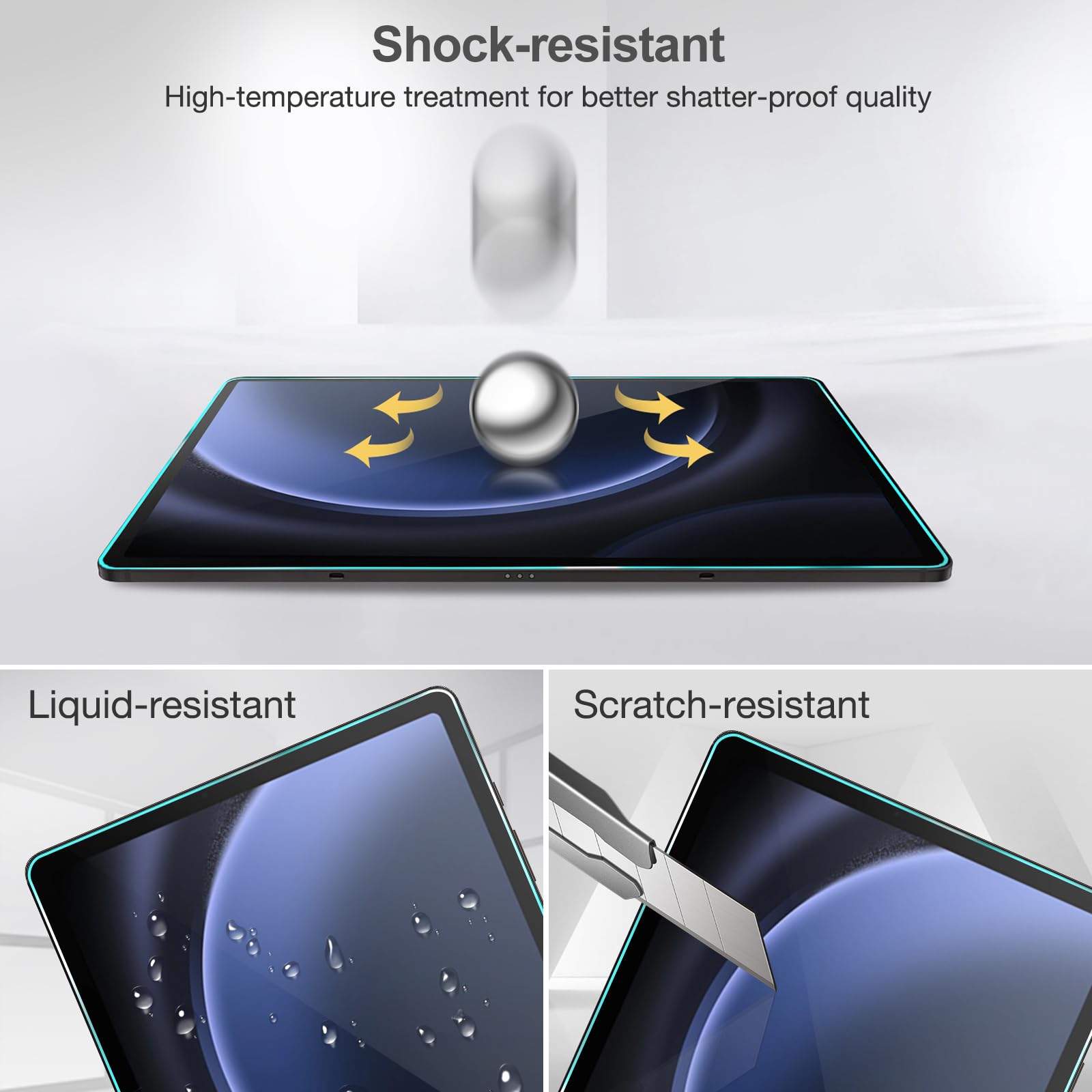 Procase 1 Pack Screen Protector For Galaxy Tab S10 Plus 2024/Tab S9 Fe Plus/S9 Plus/S8 Plus/S7 Fe/S7 Plus 12.4 Inch 2023, Tempered Glass Hd Clear Film Guard For Tablet Sm X820/X610/X810/X800/T730/T970