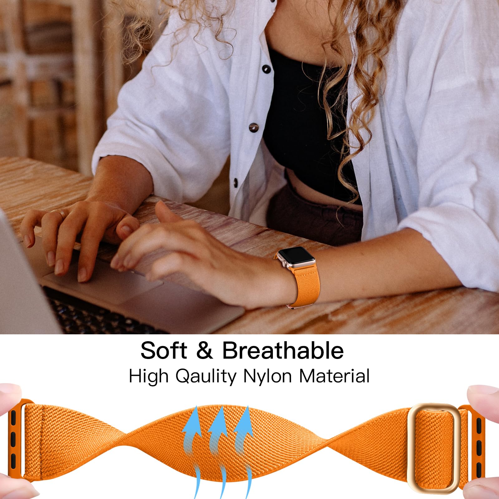 Lerobo Compatible With Apple Watch Band 40Mm 41Mm 38Mm 46Mm For Women Men Ultra 2 49Mm 45Mm 44Mm 42Mm Se Stretchy Nylon Solo Loo