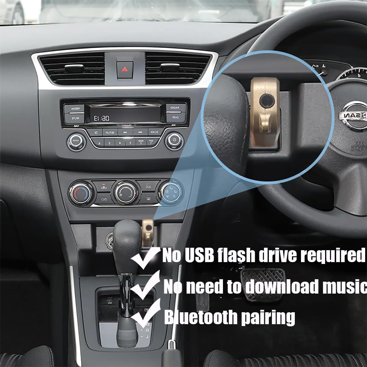 Yetor Usb To Bluetooth Car Kit,Wireless Audio Adapter, Music Receiver For Home,Car Stereo Sound System,Portable Speskers,(Aux In