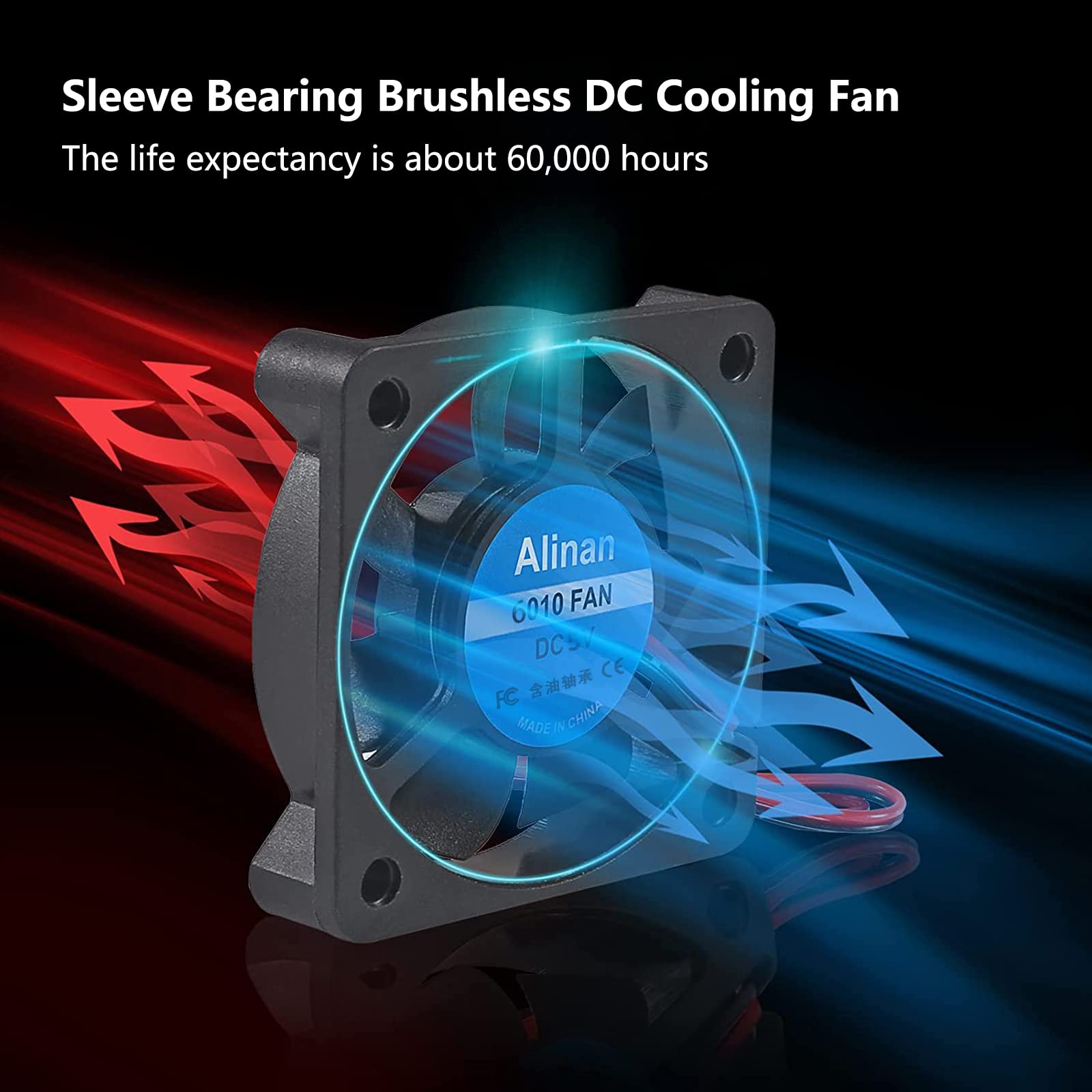 Alinan 4Pcs 6010 5V Fan Usb Port 60X60X10Mm 2 Pin Sleeve Bearing Brushless Dc Cooling Fan 3D Printer Cooling Fan Computer Fan
