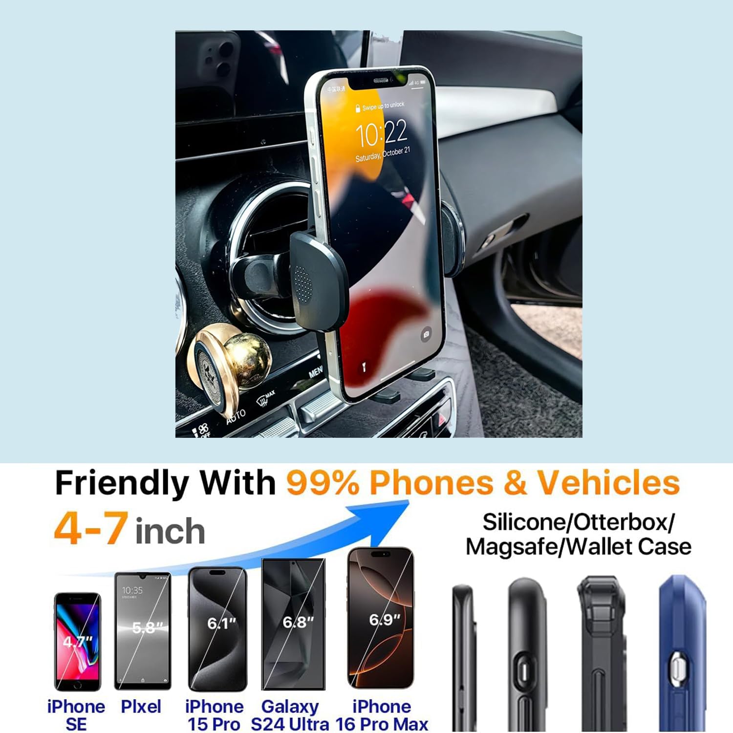 Car Cell Phone Mount Compatible With Jeep Wrangler (2007-2024) /Jl Jk 4Xe Gladiator (2020-2024) /Rubicon Sahara Jku Sport S Moja