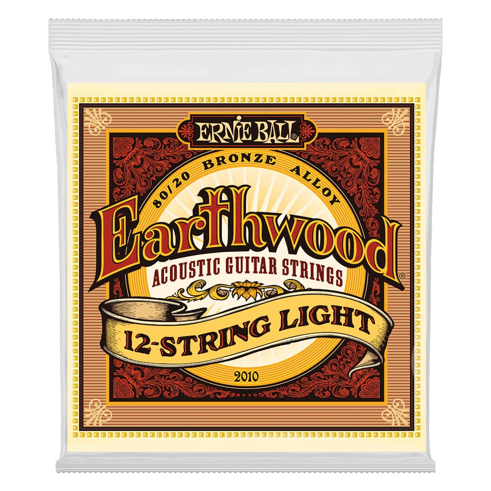 Ernie Ball Earthwood 12 String Light 8020 Bronze Acoustic Guitar Strings, 9 46 Gauge (P02010)