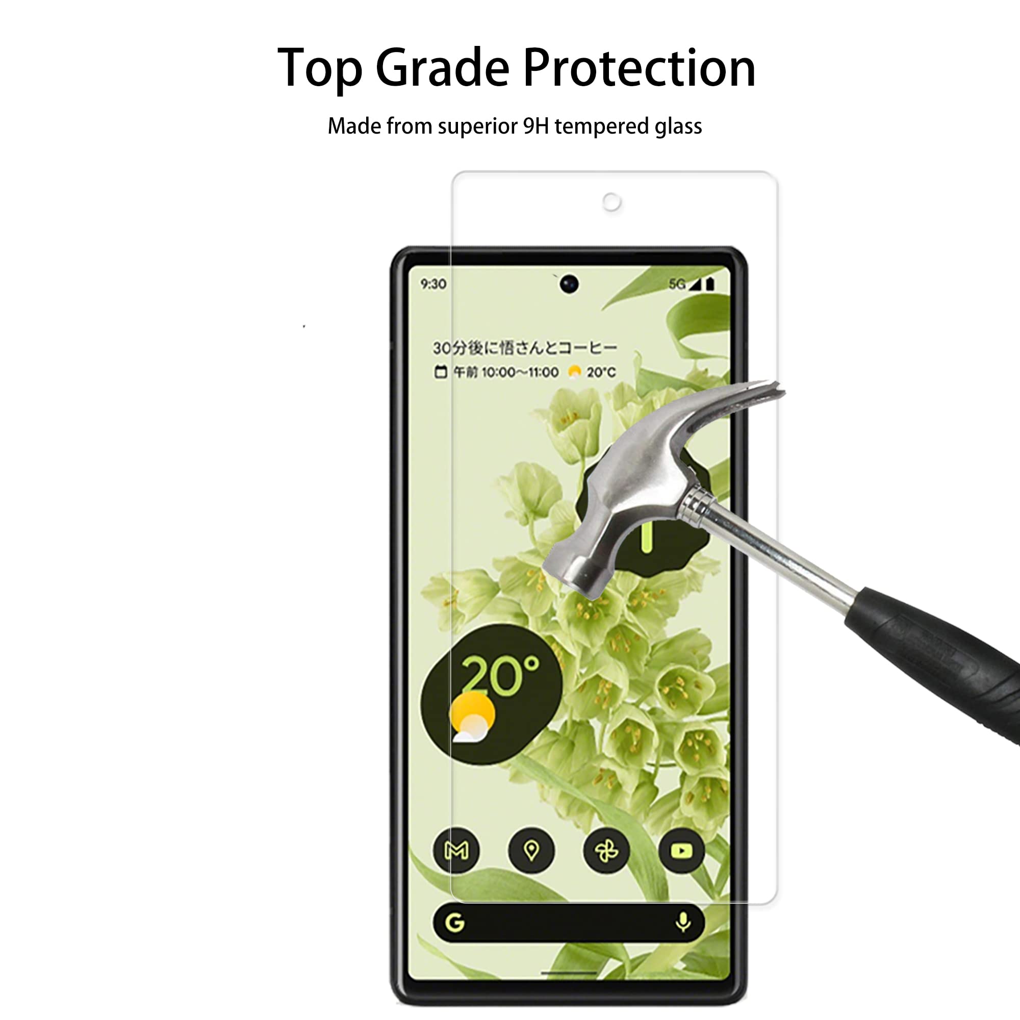 Hkkais Easy Alignment Frame Designed For Google Pixel 6 Tempered Glass Screen Protector 2 Pack Camera Lens Protector Film 2 Pack