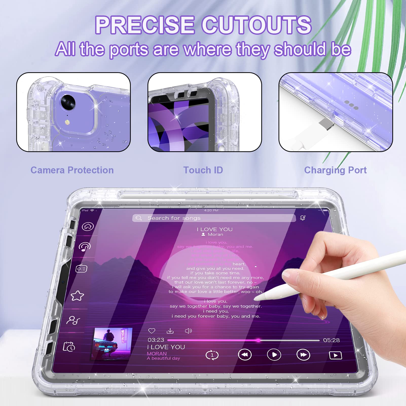 Rantice Ipad Air 5Th/4Th Generation Case With Screen Protector (2022/2020), 10.9 Inch Ipad Air Case With Pencil Holder, Slim Sho