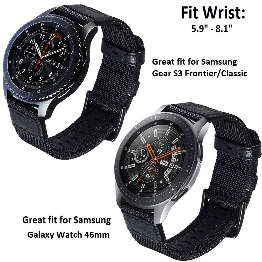 Olytop Galaxy Watch 46Mm Bands, Galaxy Watch 3 45Mm Band, Gear S3 Frontier Bands, 22Mm Nylon Sports Replacement Strap Wristband