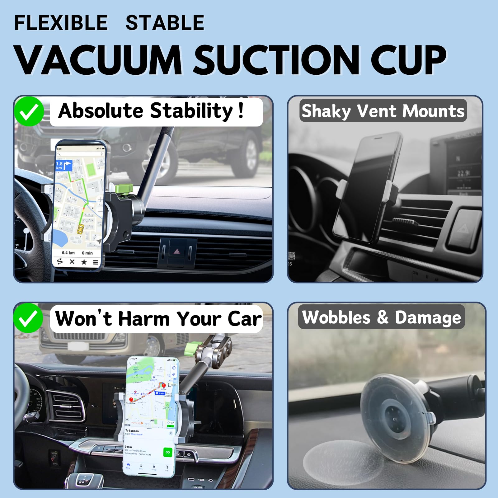 Tmengdao Car Phone Holder-Phone Mount For Car Windshield & Truck-Holder With 360 Rotating Metal Arm-Mount With Super Stable Suct