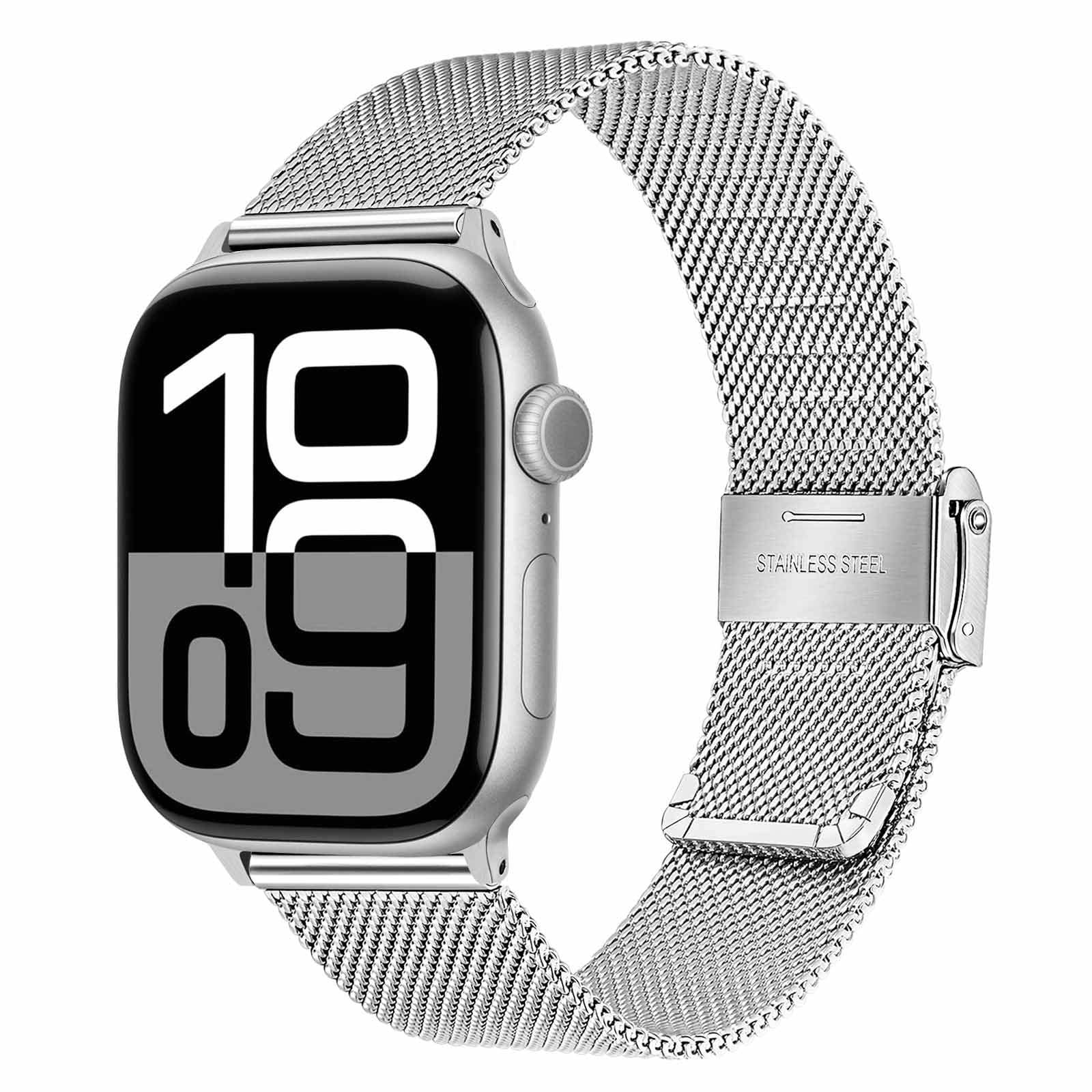 Trumirr Silver Band For Apple Watch 38Mm 40Mm 41Mm Women Men, Mesh Woven Stainless Steel Watchband Replacement Strap Bracelet Fo