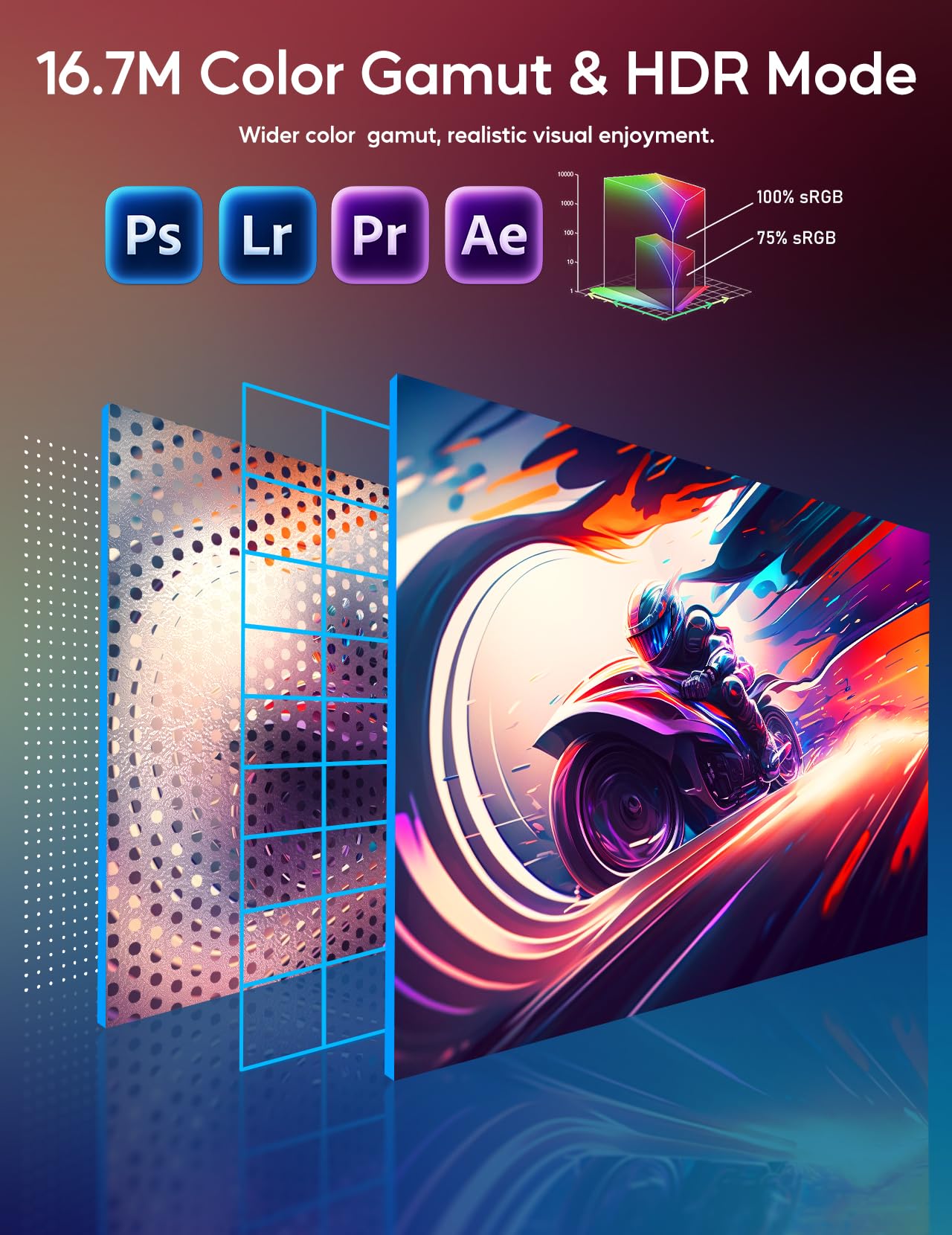 Keeptime 16'' 2.5K 144Hz Portable Gaming Monitor For Laptop, 2560P  1440P Ips Screen With Hdr, 1000:1 Freesync, Ultra Slim & Eye