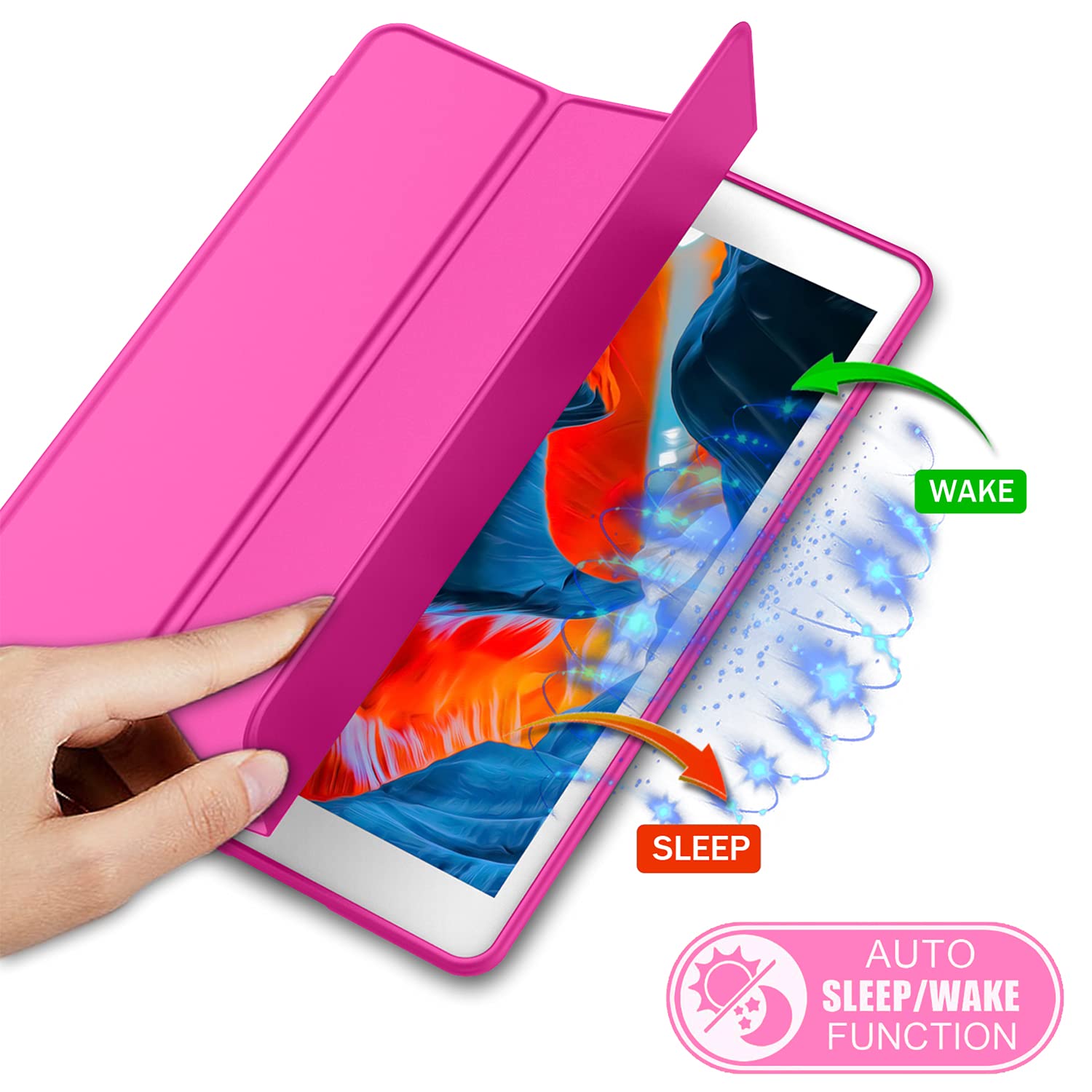 Imieet Ipad 9Th Generation Case 2021/Ipad 8Th Generation Case 2020 10.2 Inch With Pencil Holder, Ipad 7Th Gen 2019 Case With Soft Baby Skin Silicone Back, Auto Wake/Sleep Cover (Rose Red)