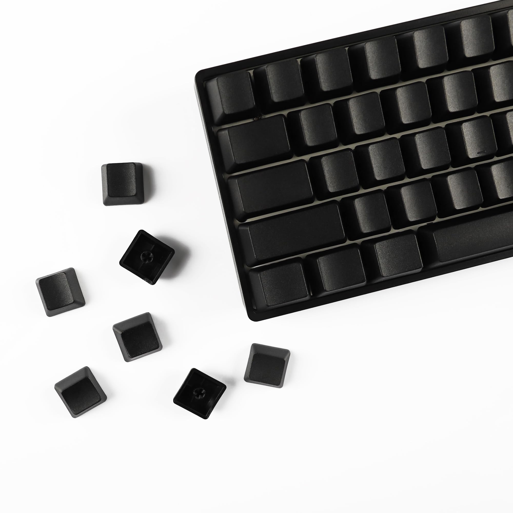 Ymdk Blank Thick Pbt Oem Profile 61 Ansi Keycaps For Mx Switches Mechanical Keyboard (Black)(Only Keycap)