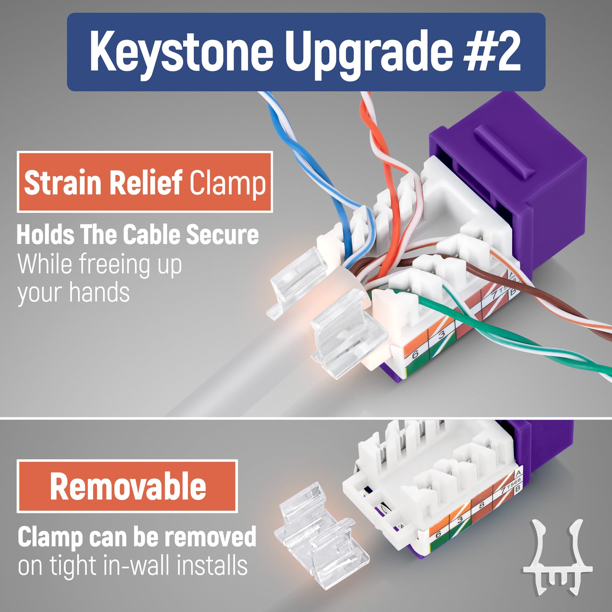 Everest Media Solutions 45 Angled Cat6 Keystone Jack In Purple   Slim Profile Rj45 Ethernet Connector   Compatible With 45 Angle