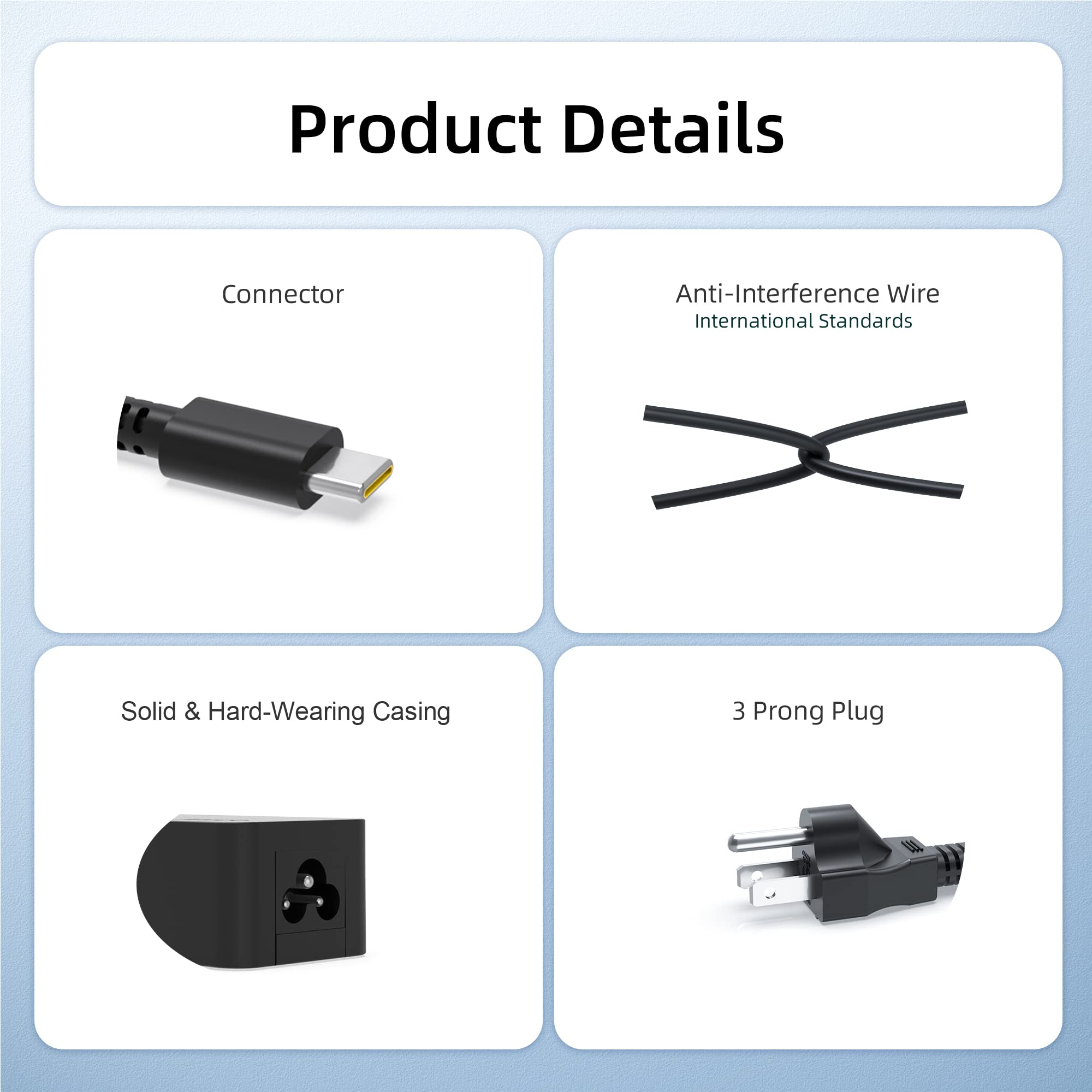 Usb C Laptop Charger Fit For Lenovo Yoga C740/730/730S/720/C630/C940/920/C930/S730 (With Ul Safety Certification)