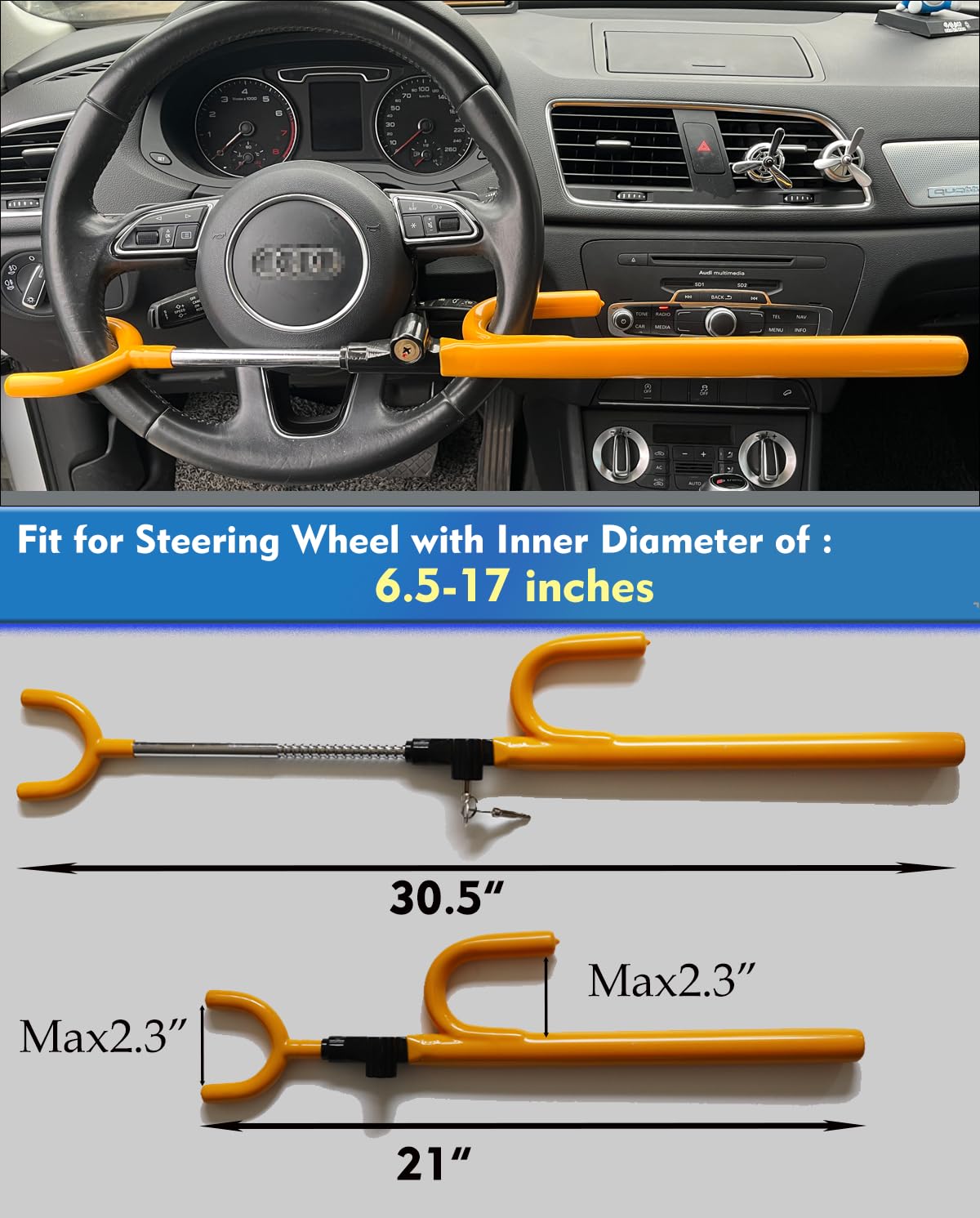 Steering Wheel Lock Anti-Theft Car Device Car Wheel Locks Heavy Duty Vehicle Security Steering Wheel Lock For Truck Car Vehicles