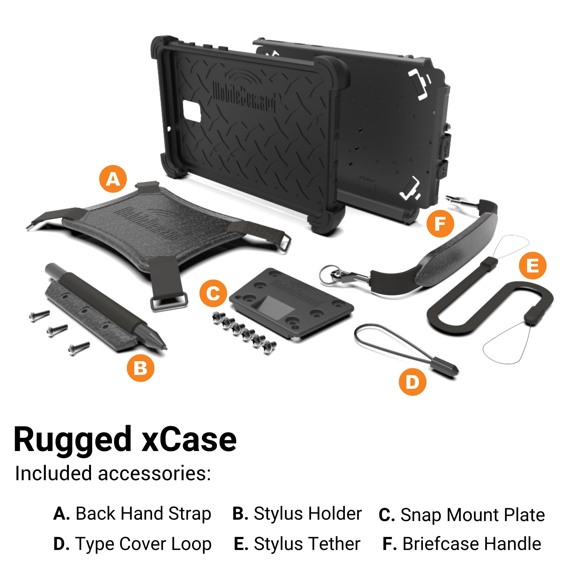 Mobiledemand Ultra Rugged Case For Samsung Galaxy Tab Active3   Briefcase Handle, Back Hand Strap   Port Cover   Shock Absorbing