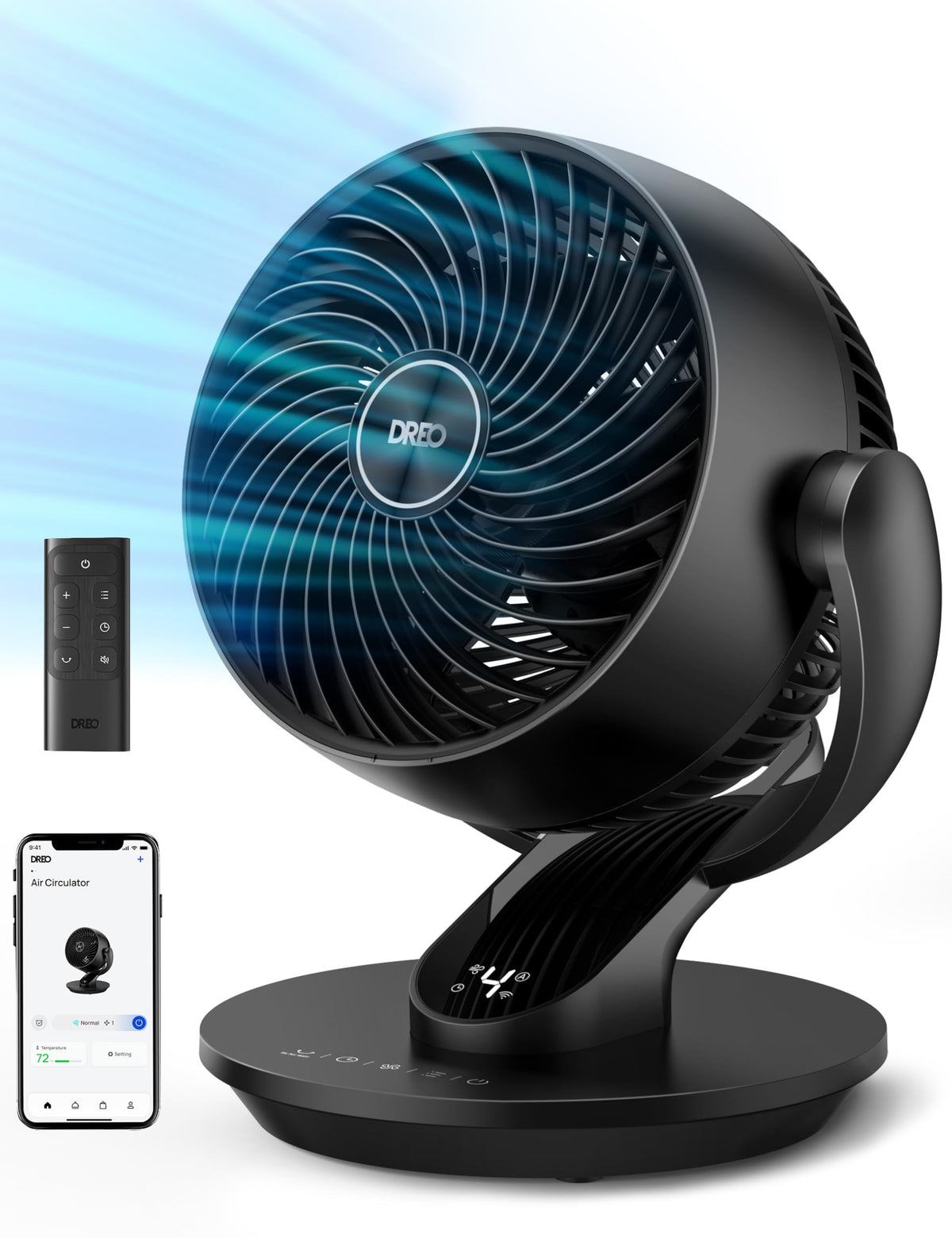 Dreo Smart Fan For Bedroom,120? Vertical And 90? Oscillating Fan With Remote/Voice, 13 Inch Height Quiet Air Circulator For Whol