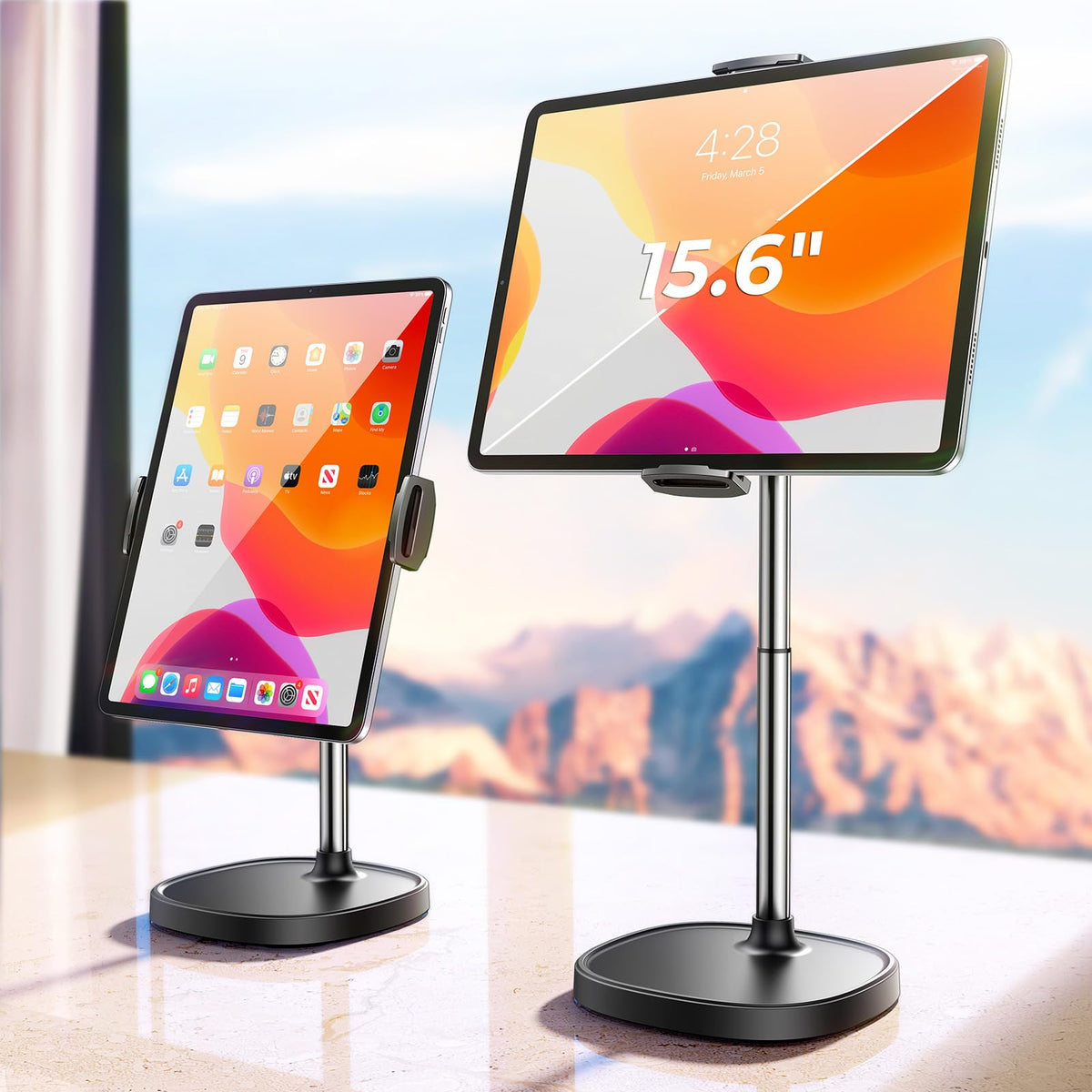 Height Adjustable Tablet Stand For Desk, Tablet Holder 360 Rotation: Desktop Tablet Accessories For 4.7 15.6'' Tablet Like Ipad