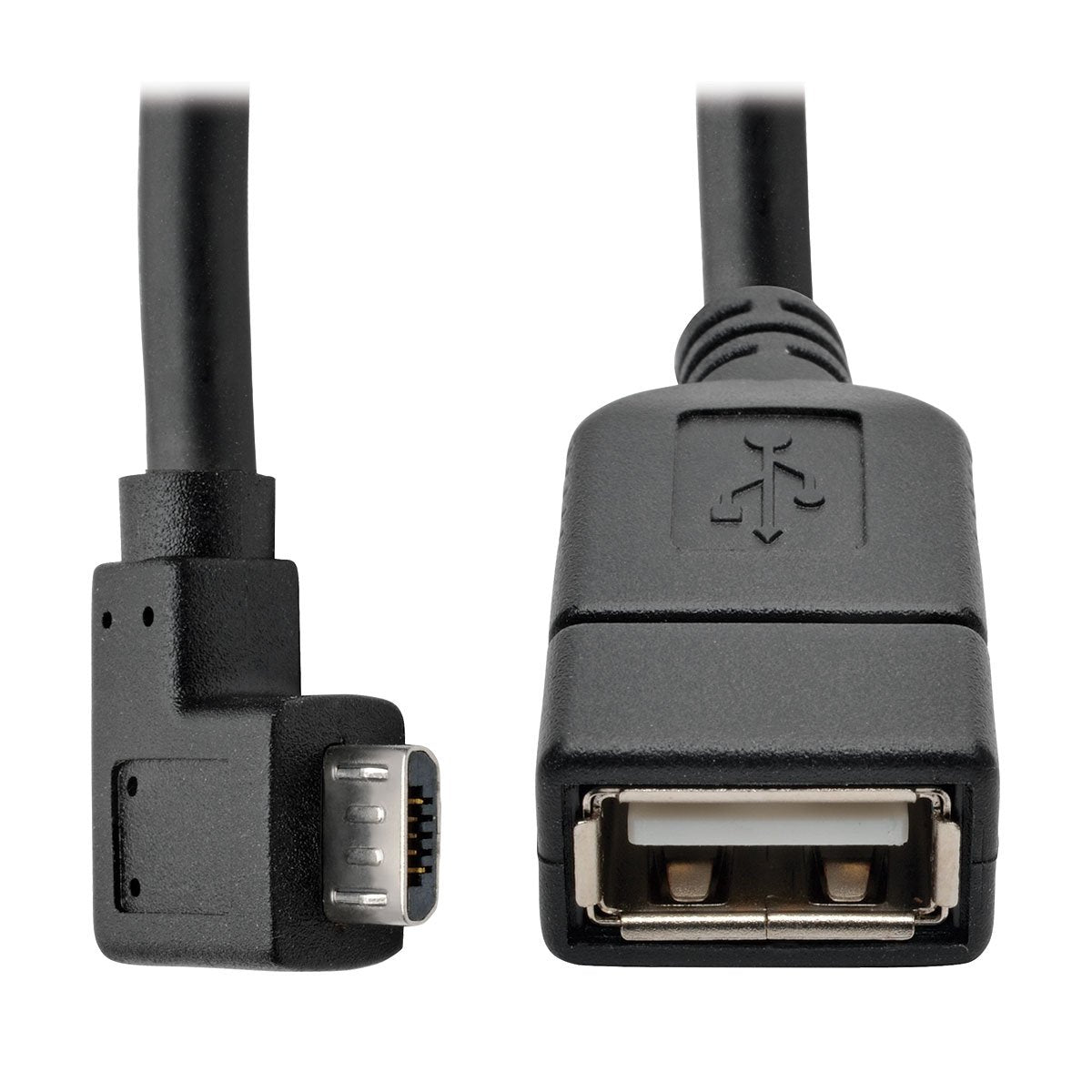 Tripp Lite Micro Usb B To Usb Otg Host Adapter Cable, Right Angle 5 Pin Micro B (M/F), 6'' (U052 06N Ra), Black