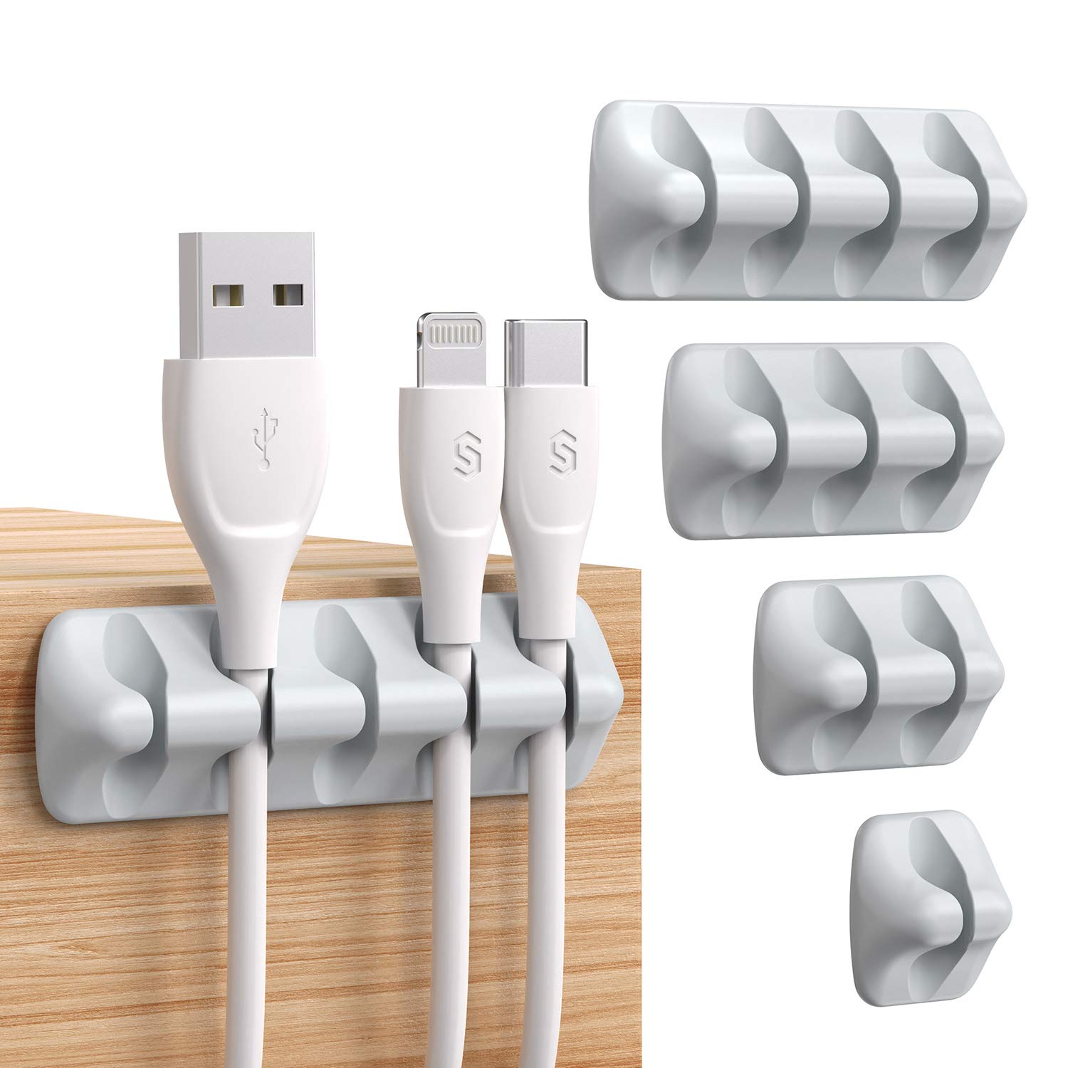 Syncwire Cable Clips, 5 Pack Gray Cord Organizer Cable Management Self Adhesive Cable Holder For Organizing Cable Cords, Ideal F