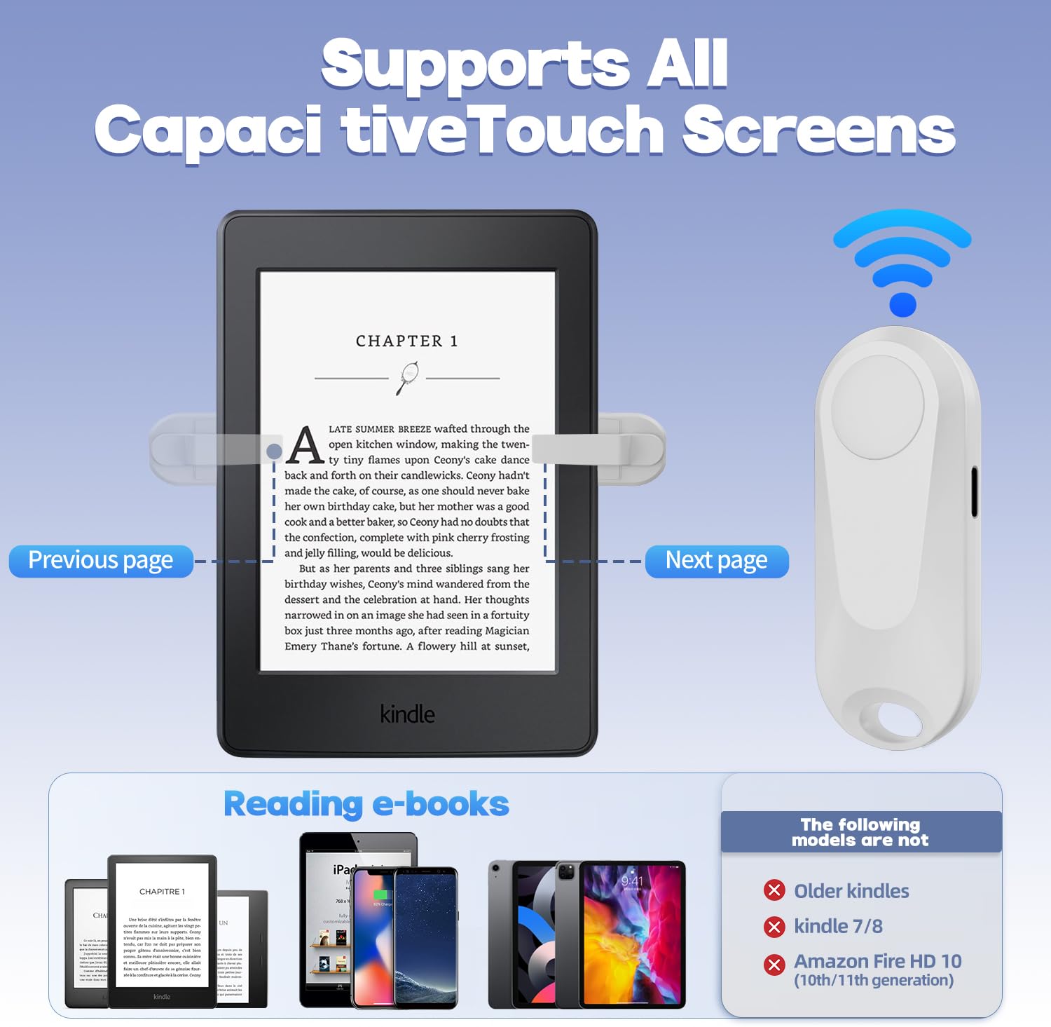 Jimzoo Remote Control Page Turner For Kindle Paperwhite Oasis Kobo Ereaders, Remote Camera Shutter And Video, Page Turner Clicke