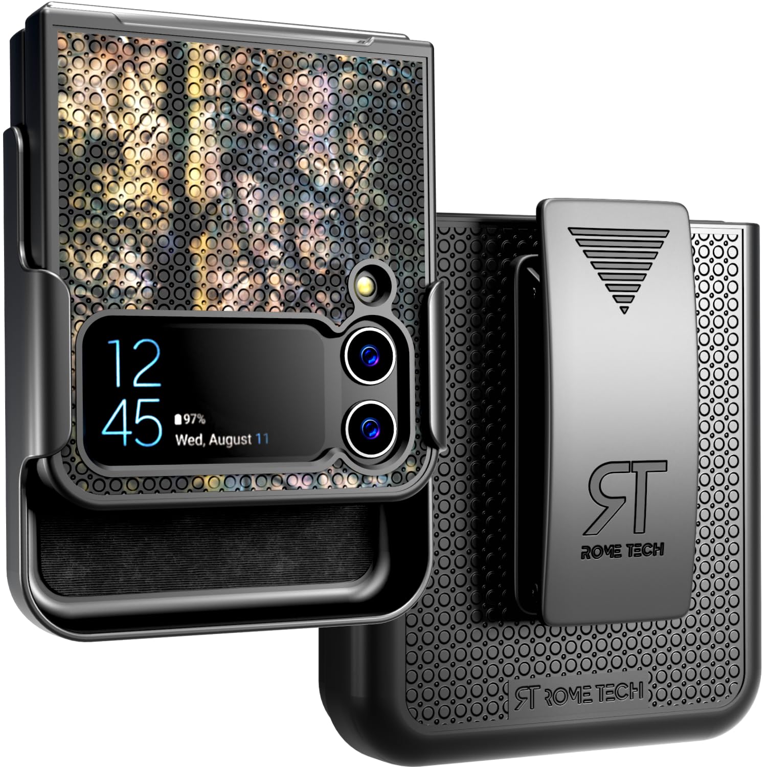 Rome Tech Belt Clip Phone Case For Samsung Galaxy Z Flip 4 5G   Slim Heavy Duty Rugged Slide Hip Holster Cover Compatible With Galaxy Z Flip4 5G   Camo Deer