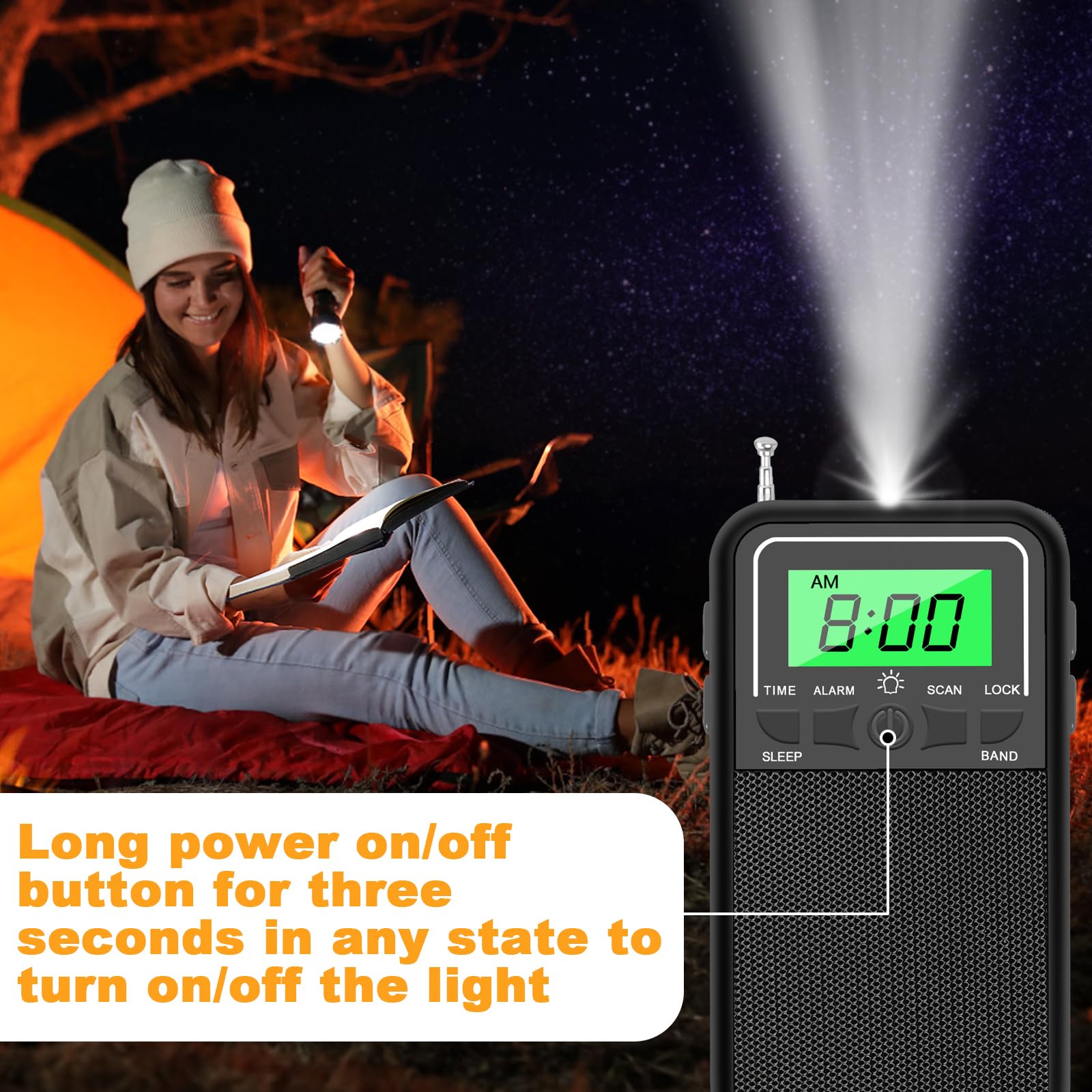 Portable Radio Am Fm Sw, Transistor Radio With Led Flashlight, 2Aa Battery Operated Radio For Long Range Reception, Emergency Po