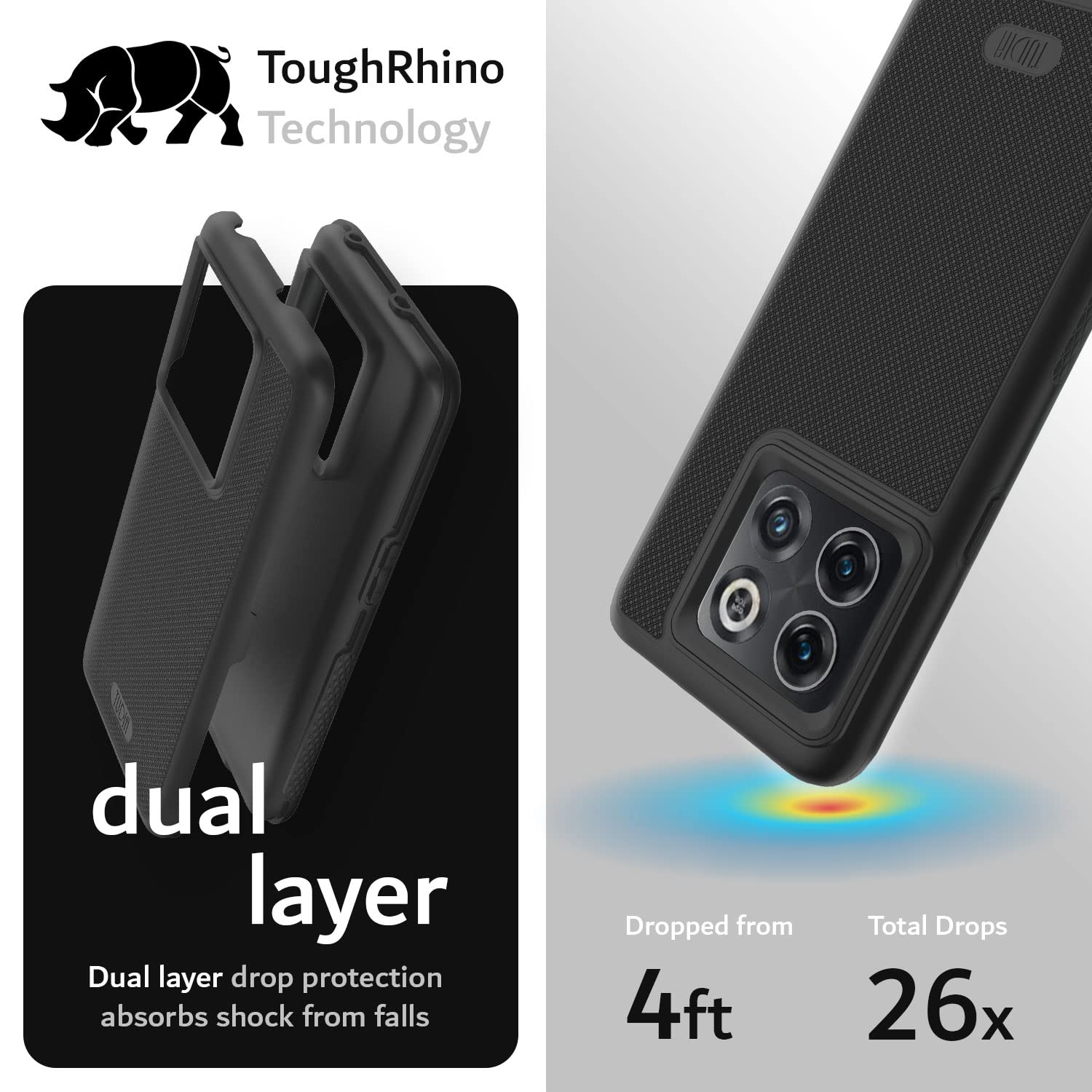 Tudia Dualshield Grip Designed For Oneplus10T Case 5G, [Mergegrip] Shockproof Military Grade Slim Dual Layer Protection For Onep