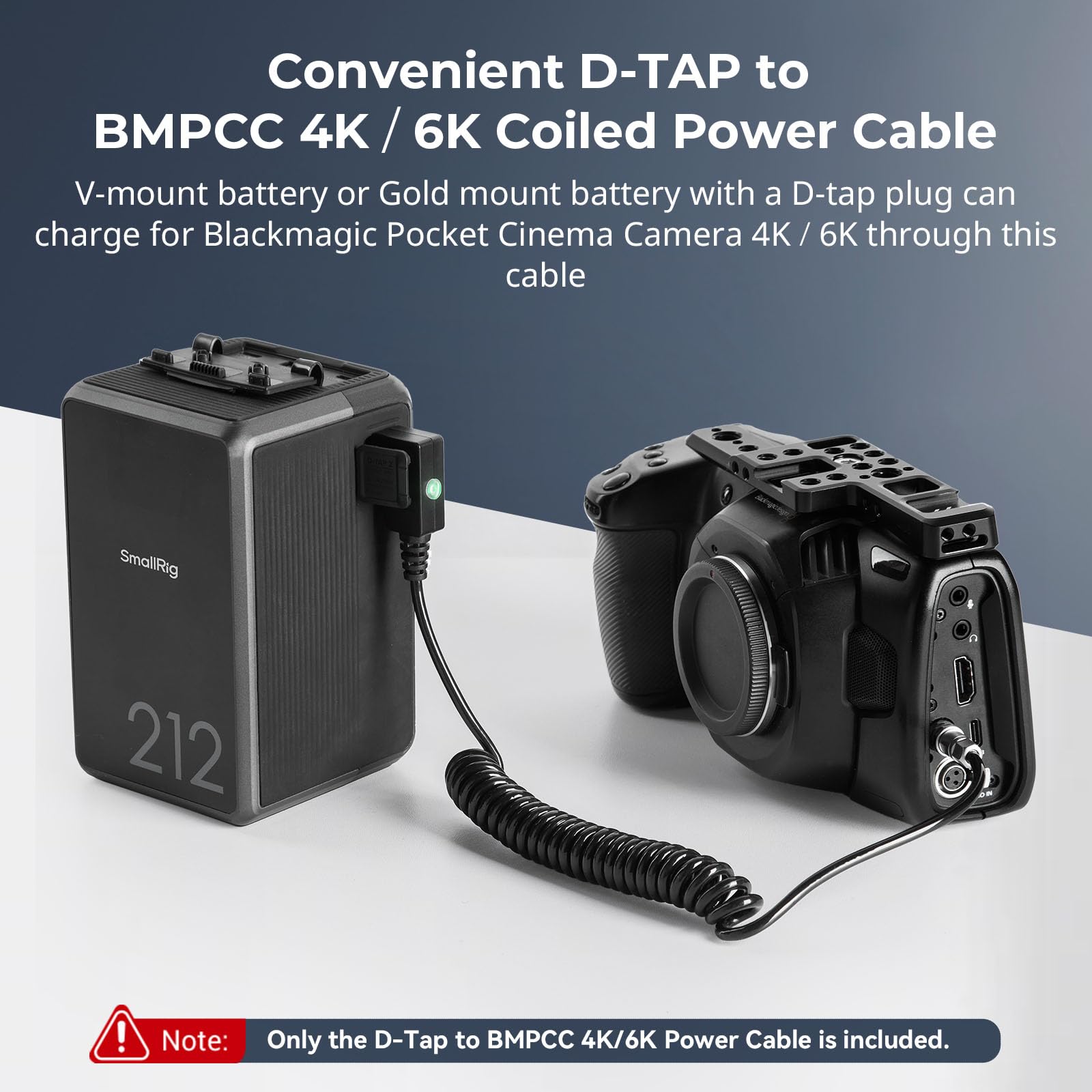 Smallrig D-Tap To Bmpcc 4K/6K Coiled Power Cable Suitable For Blackmagic Pocket Cinema Camera 4K / 6K For V Mount Gold Mount Bat
