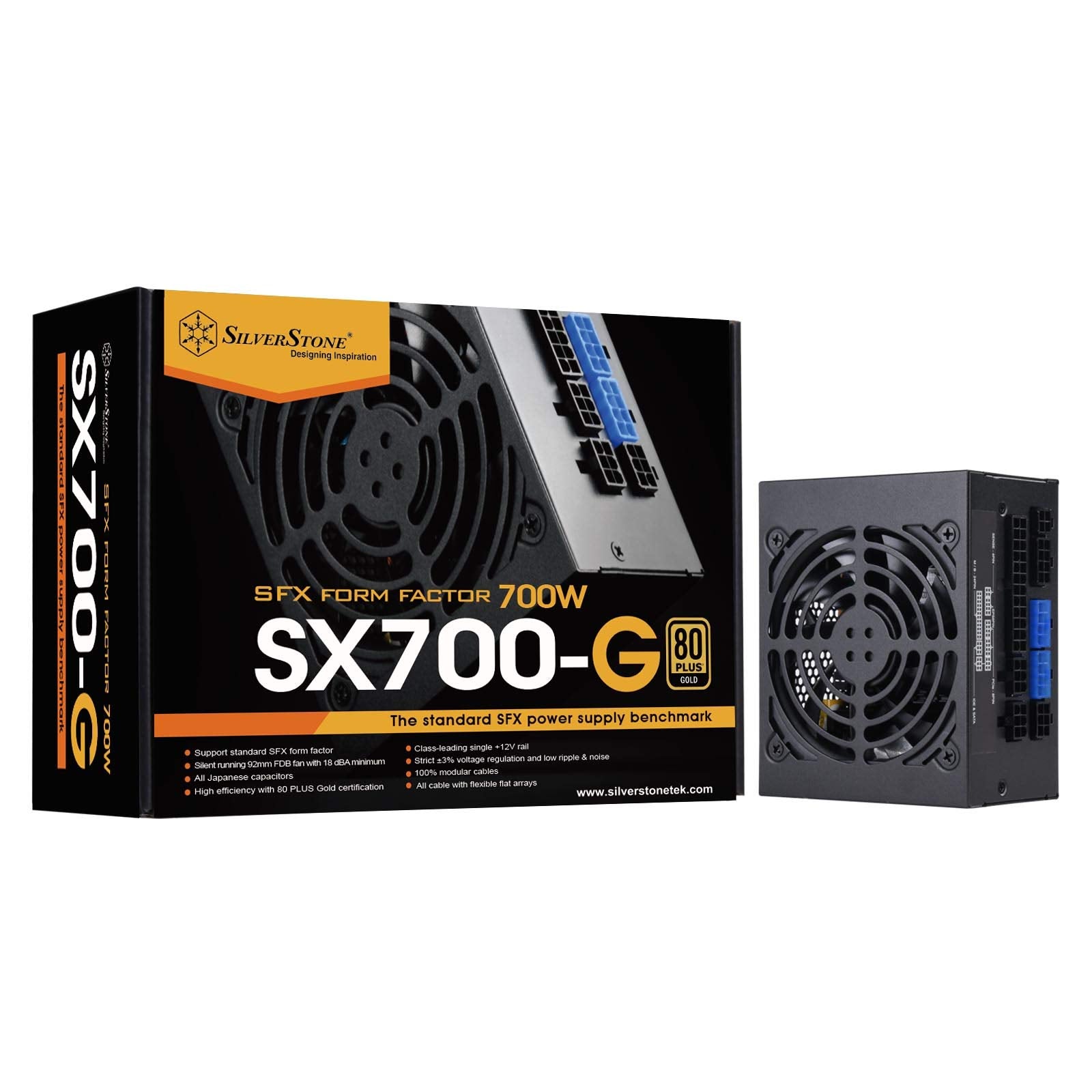 700W, SFX form factor, single +12V rails with 58.4A output, Silent 92mmFan with 18dBA, efficiency 80Plus Gold certification, ful