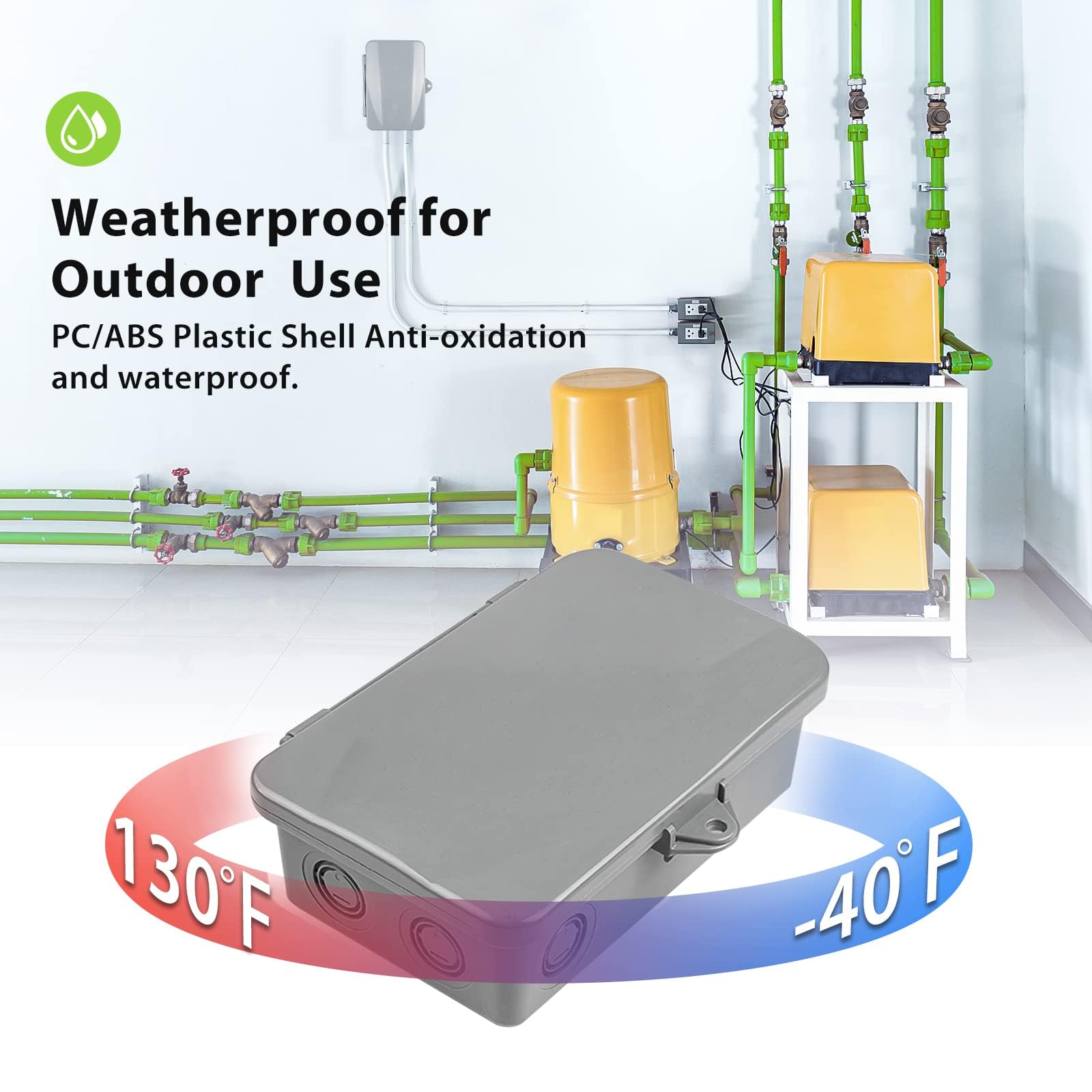 Bn Link Pool Pump Timer, Outdoor Timer Box, Heavy Duty, 2Hp 40A Max, 120, 240, 277 Vac, For Pool Pump, Water Heater, Fans, Spa,