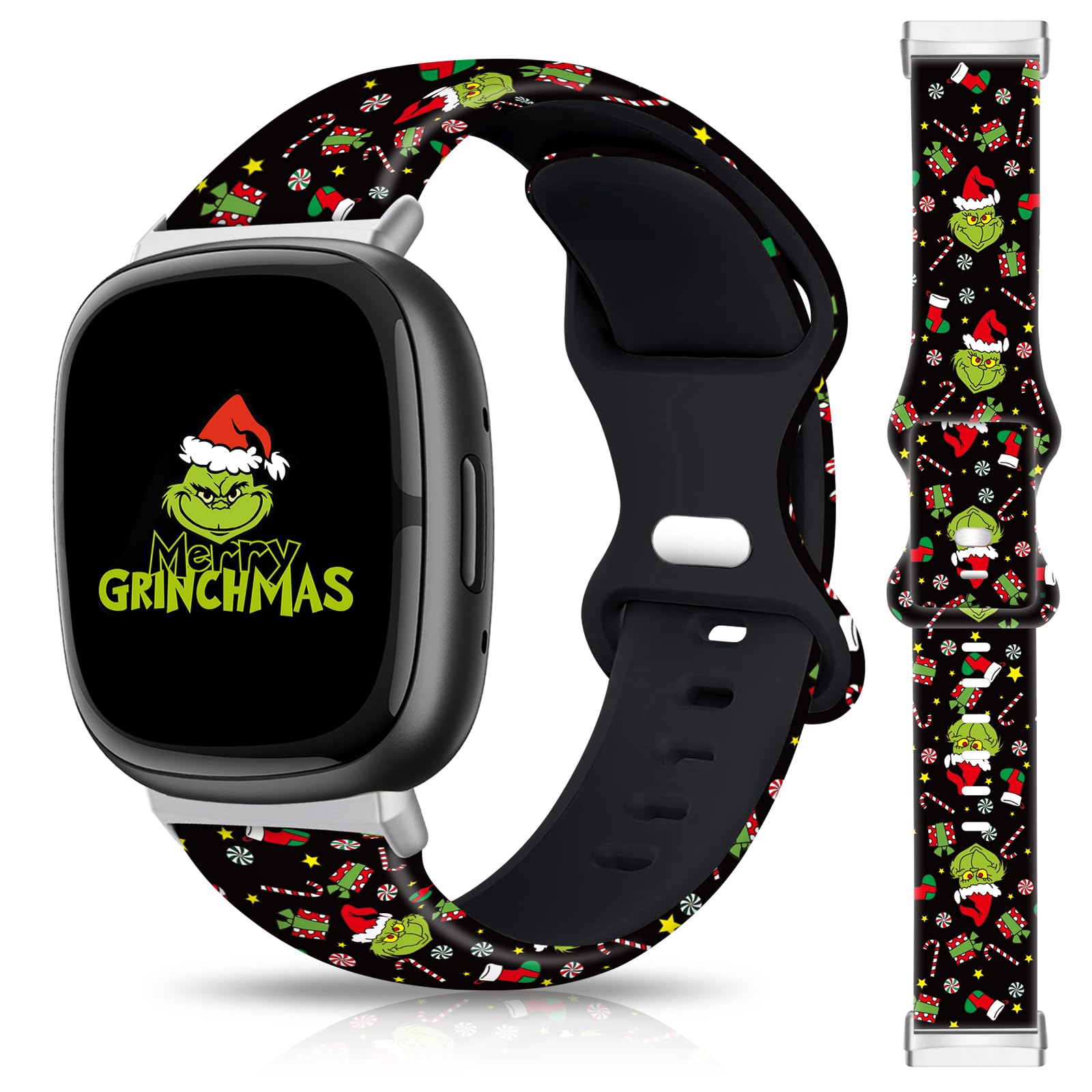 Christmas Halloween Thanksgiving Band Compatible with Fitbit Versa 3/Fitbit Versa 4/Fitbit Sense/Sense 2, Smartwatch Holiday Wom