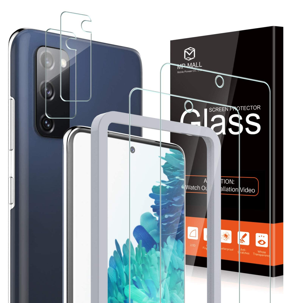[4 Pack] Mp-Mall 2 Pack Tempered Glass Screen Protector + 2 Pack Camera Lens Protector For Samsung Galaxy S20 Fe 5G / Galaxy S20 Fan Edition (6.5-Inch), 9H Hardness Scratch-Resistant