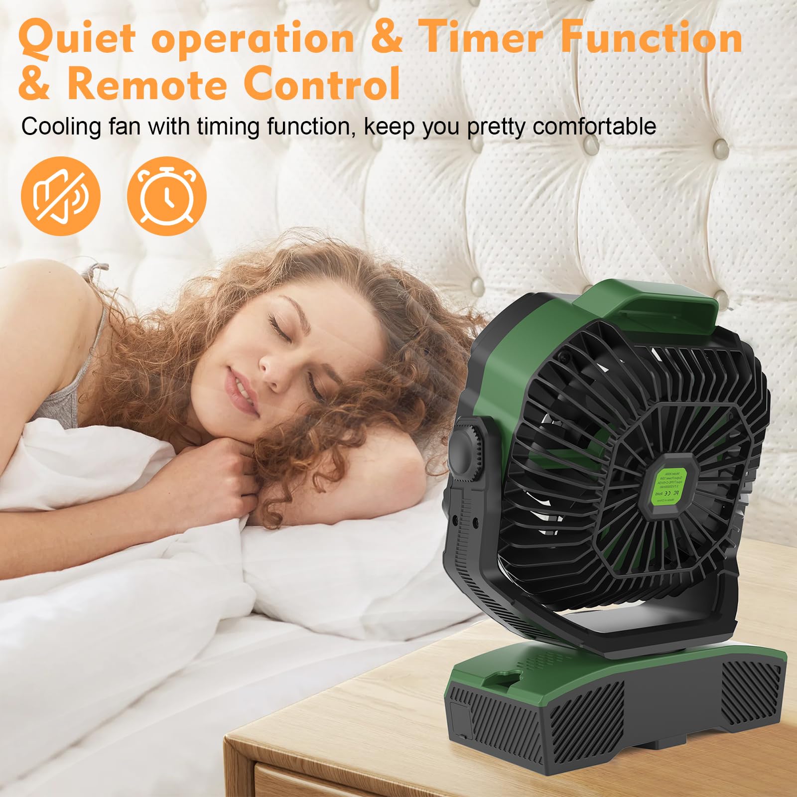 Runtop 20000Mah Oscillation Camping Fan, Rechargeable Fan With Rgb, Remote, Battery Operated Outdoor Tent Fans W/Hanging Hook, P