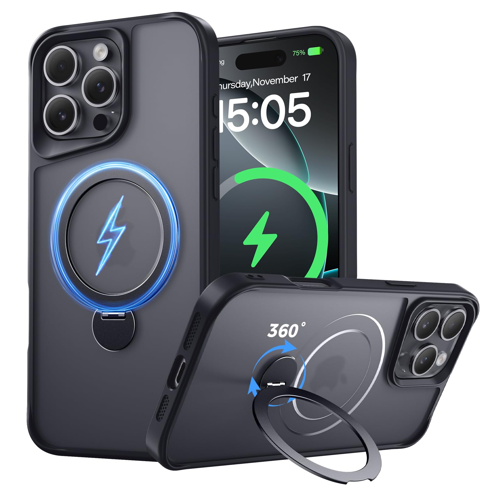 Xitufine Designed for iPhone 16 Pro Case, with 360 Magnetic Stand [Compatible with MagSafe] [Military Drop Protection] Shockproo