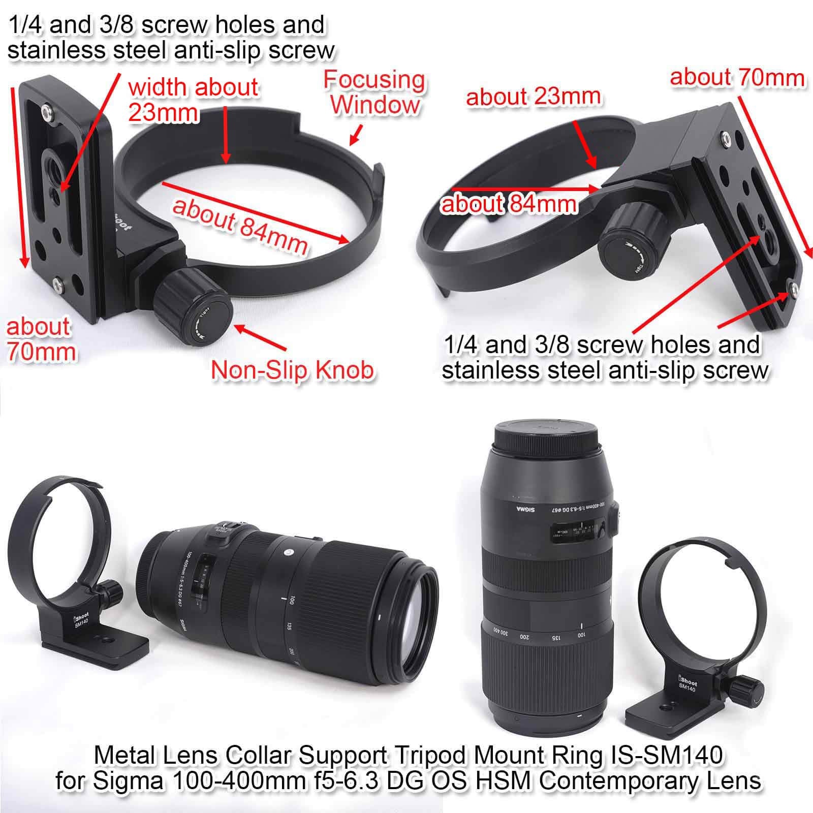 Ishoot Tripod Mount Ring, Lens Collar Support Compatible With Sigma 100 400Mm F/5 6.3 Dg Os Hsm Contemporary Lens (Ef/F Mount),