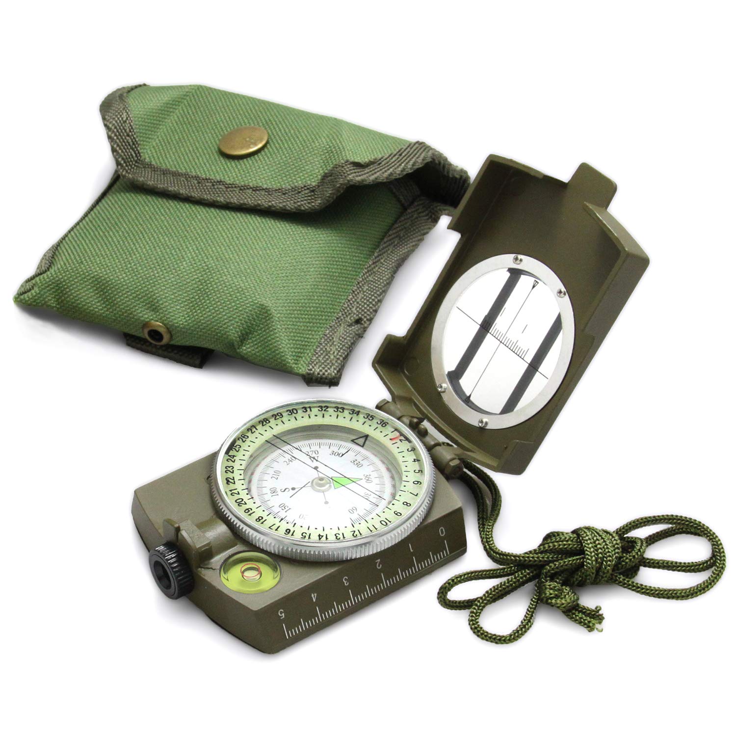 Eyeskey Tactical Survival Compass With Lanyard & Pouch  Waterproof & Impact Resistant  Lensatic Sighting Compass For Hiking (Cam