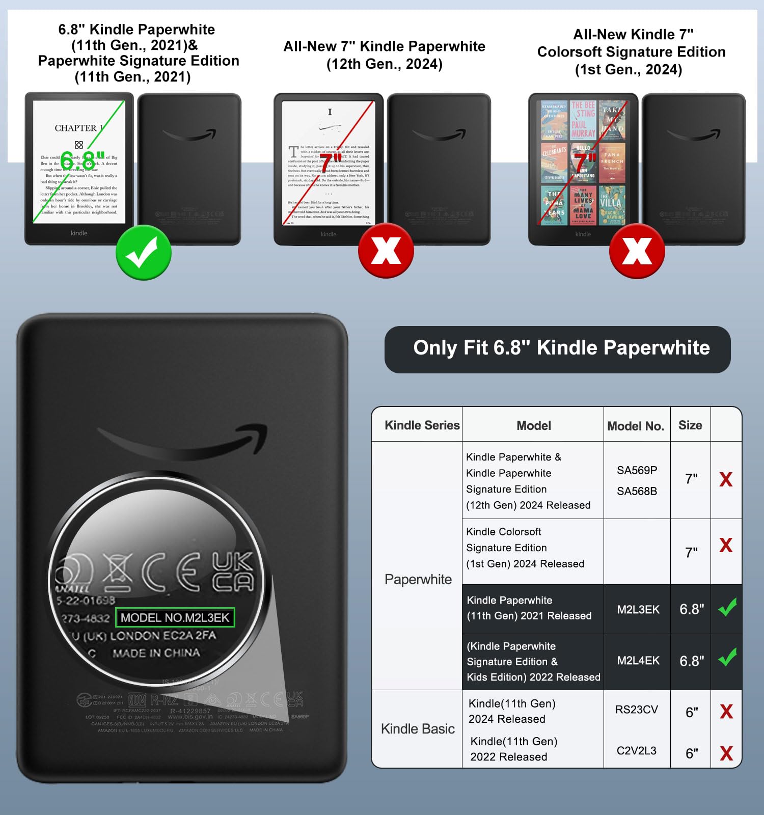 Moko Case For 6.8  Kindle Paperwhite (11Th Generation-2021) And Kindle Paperwhite Signature Edition, Light Shell Cover With Auto