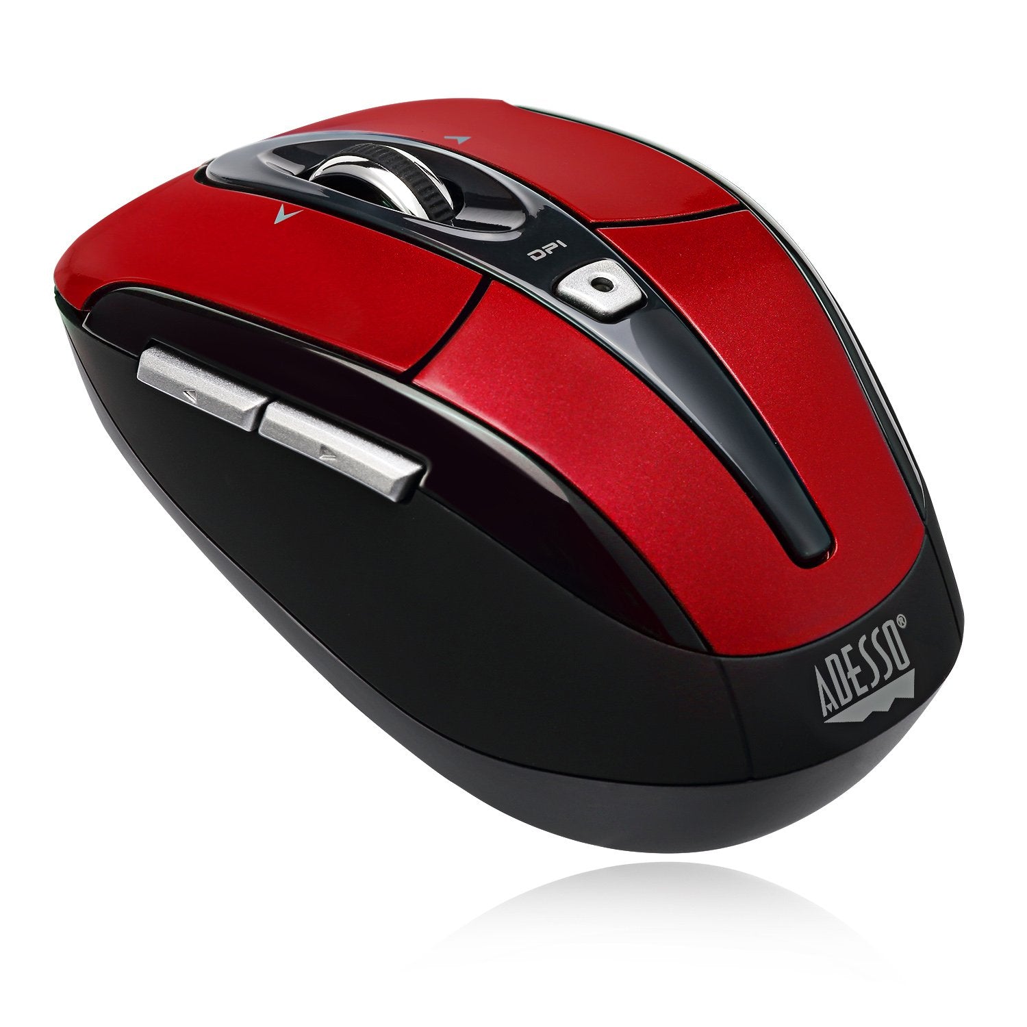 Adesso Red 2.4Ghz Wireless Optical Mini Mouse,  With Programmable Driver, 4-Way