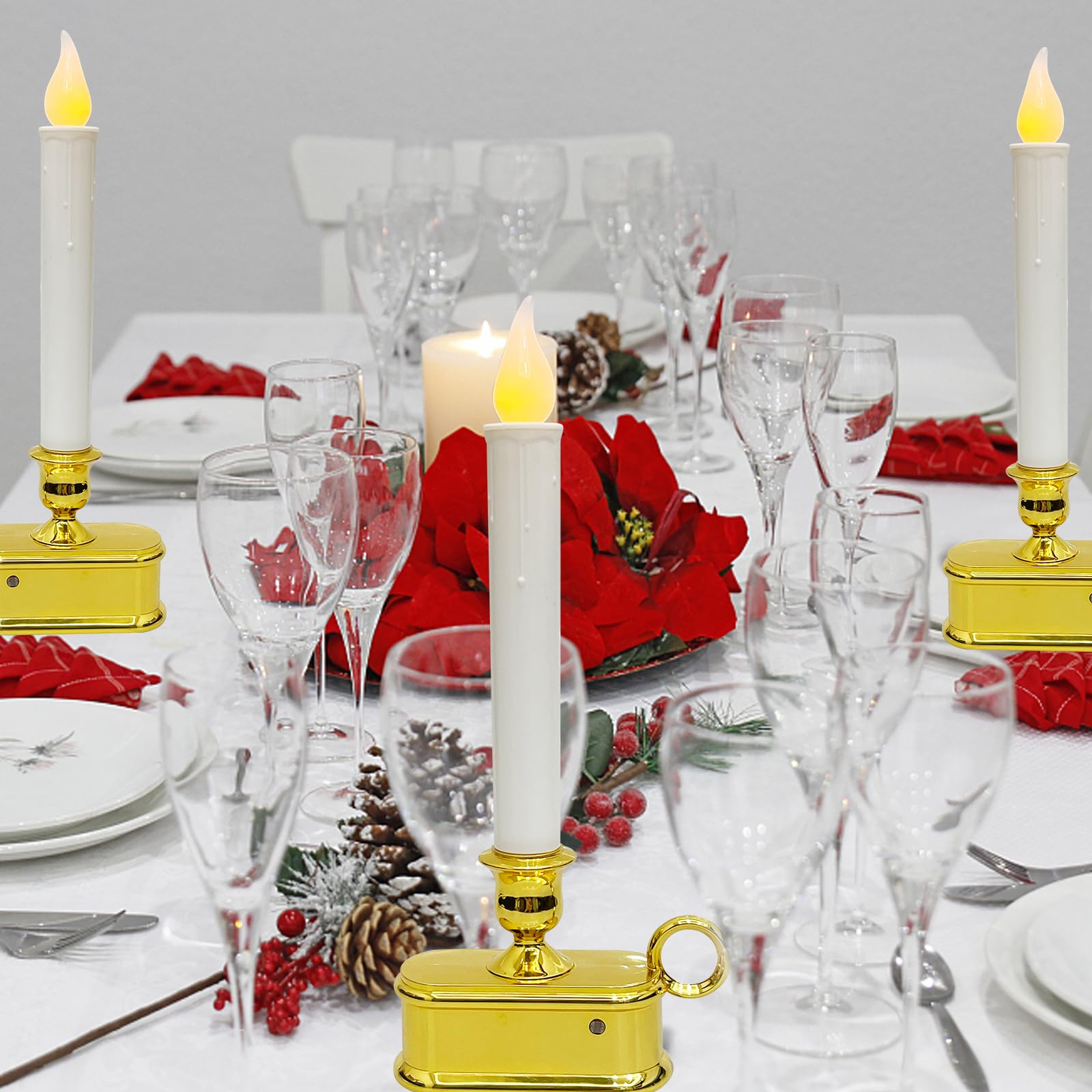 Romasaty 4 Pack Christmas Window Candle Lamps With Sensor Dusk To Dawn,10 Inch Battery Operated Led Window Candles With Flickeri