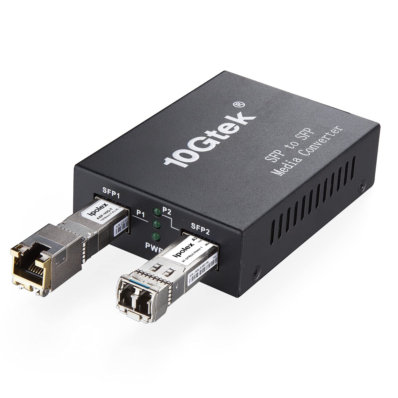 Ipolex 10G Sfp+ To Sfp+ Fiber Media Converter, 10G Oeo Converter, With Sfp+ Lr Module And 10Gbase T Copper Module, Backs Single