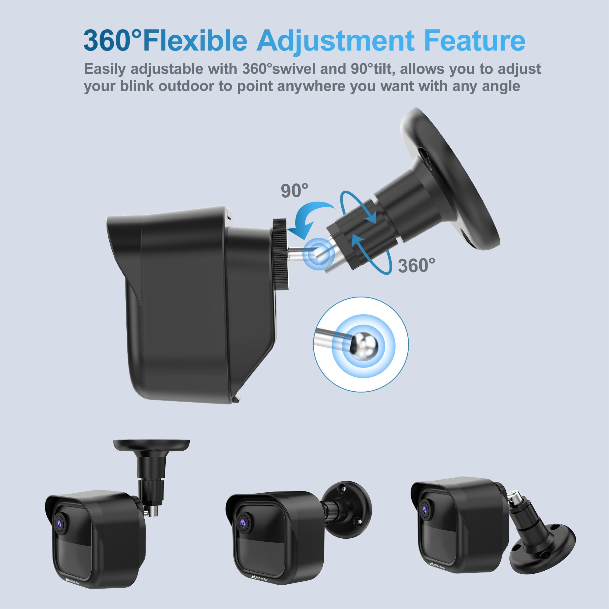 Mipremium Blink Outdoor Surveillance Camera Mount, 360� Adjustable Wall Mounting Bracket 3 Pack & Weatherproof Protective Housing, With Sync Module 2 Outlet (Blink Camera Not Included)