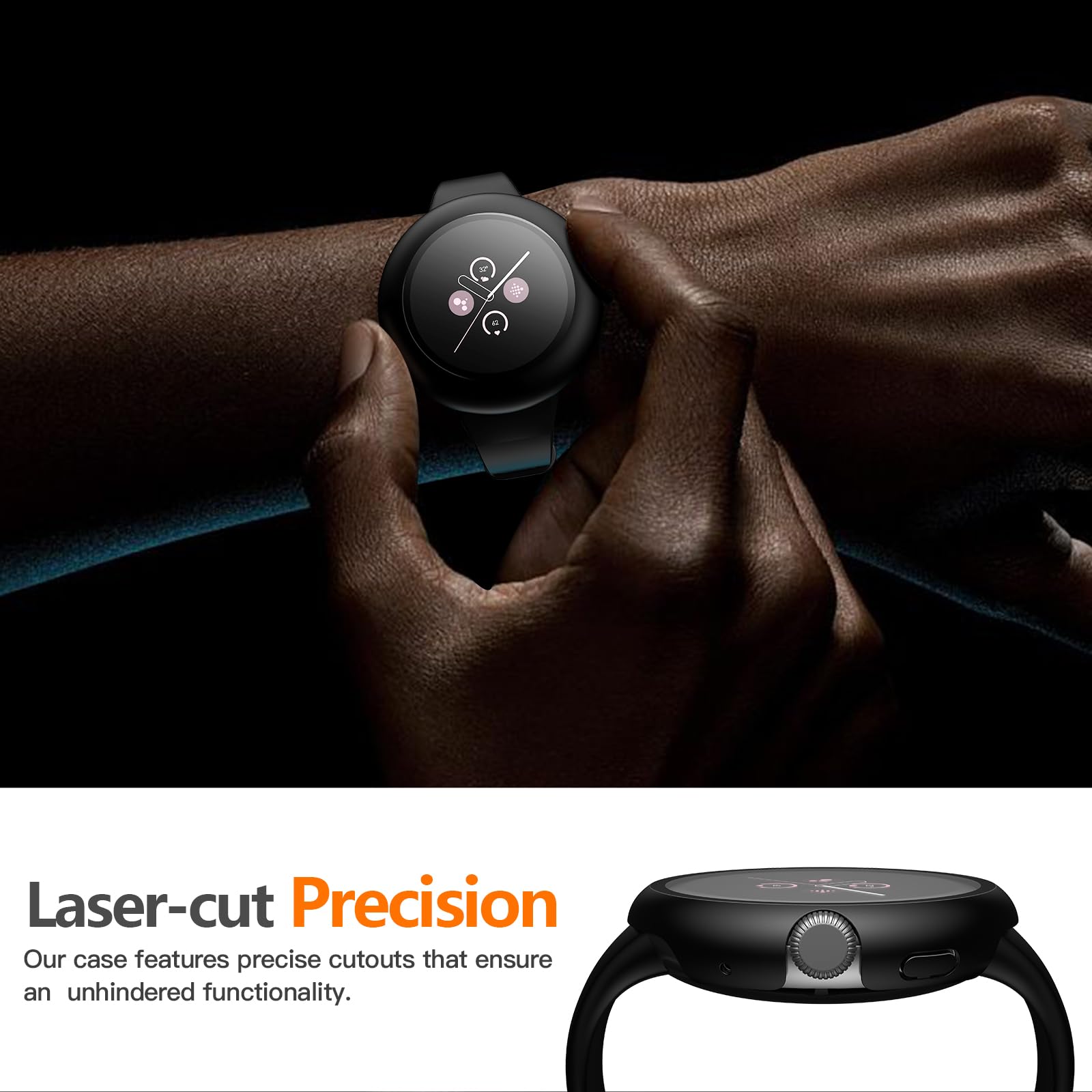 Misxi 2 Pack Hard Pc Screen Protector Case Compatible With Google Pixel Watch 3 (2024) 41Mm, Easy Installation Lightweight Ultra