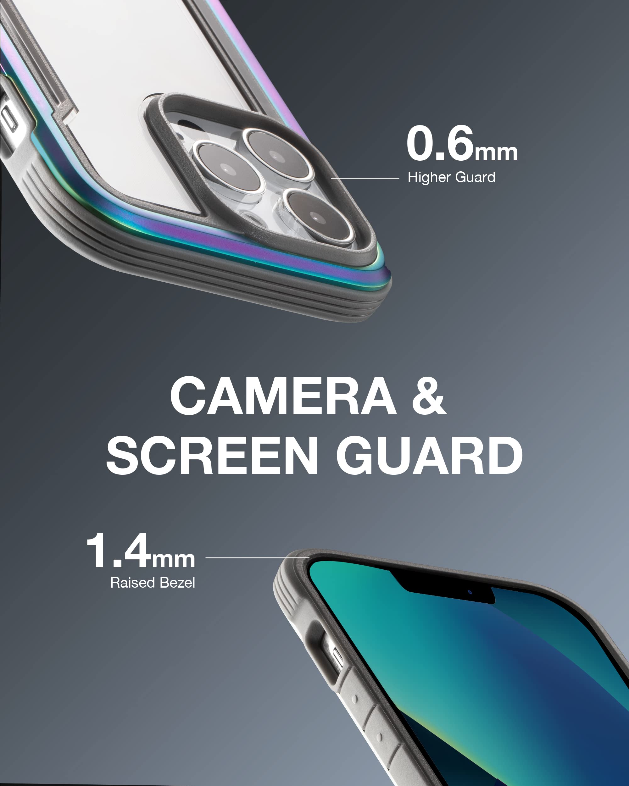 Raptic Shield For Iphone 13 Pro Case, Shockproof Protective Clear Case, Military 10Ft Drop Tested, Durable Aluminum Frame, Anti