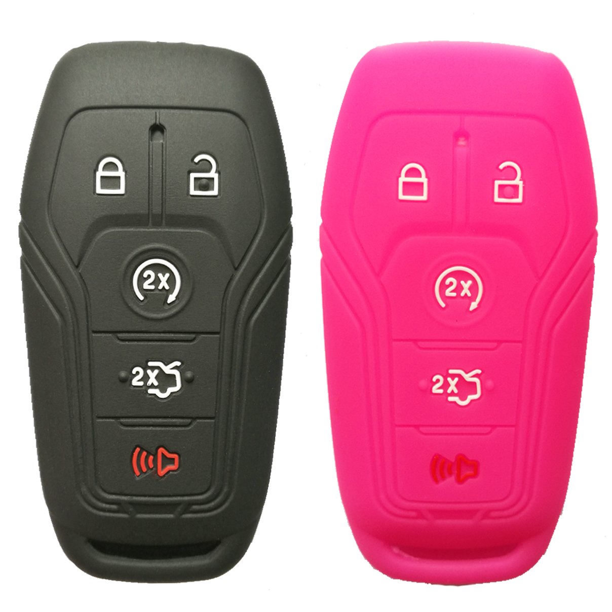 Alegender Qty(2) Silicone Smart Key Fob Cover Case Jacket Protector Holder For Ford Fusion F 150 Mustang Edge Lincoln Mkz Mkc 5